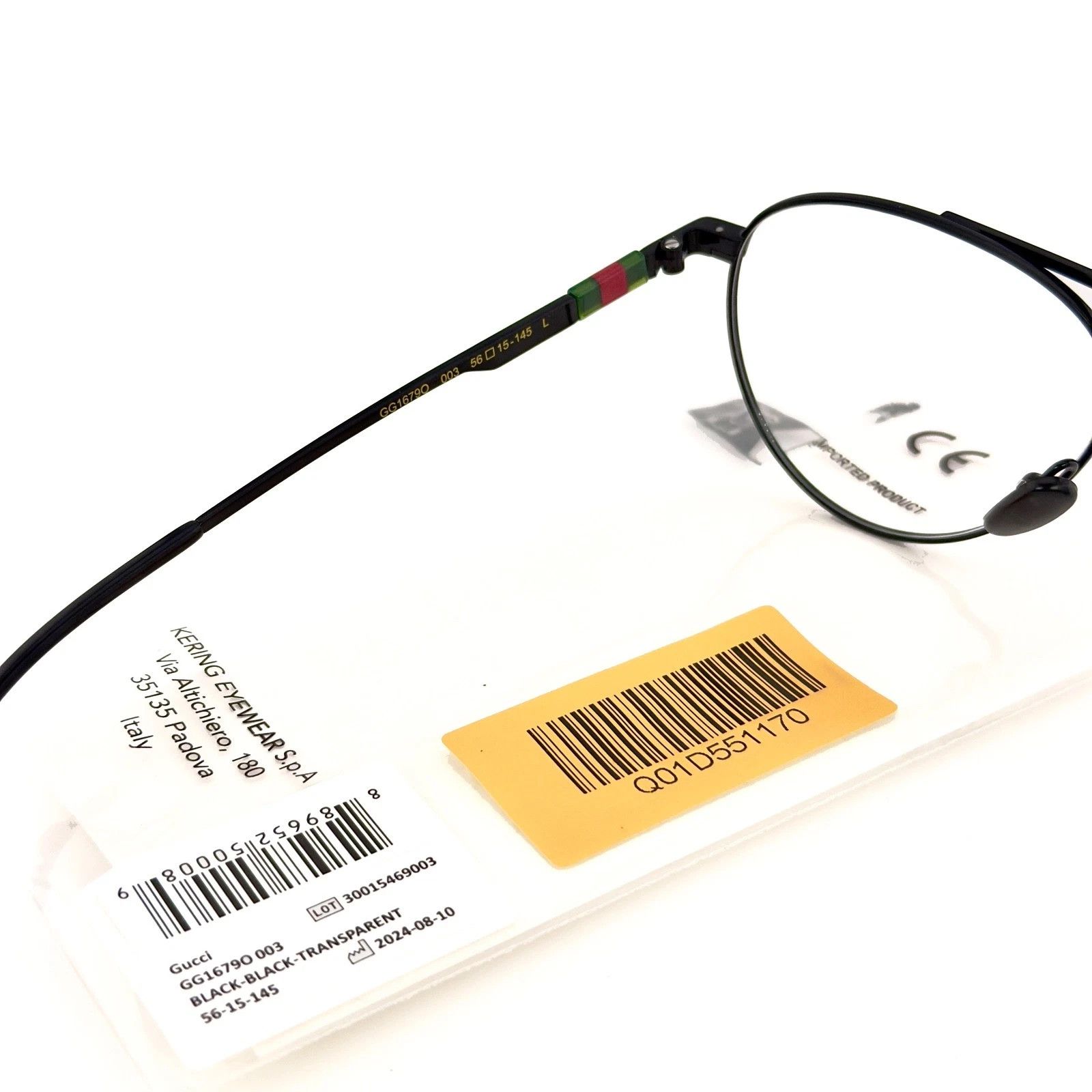 Gucci GUCCI GG1679O 1679 Black Green Stripe Logo Metal Optical 003 Size ONE SIZE - 6 Thumbnail