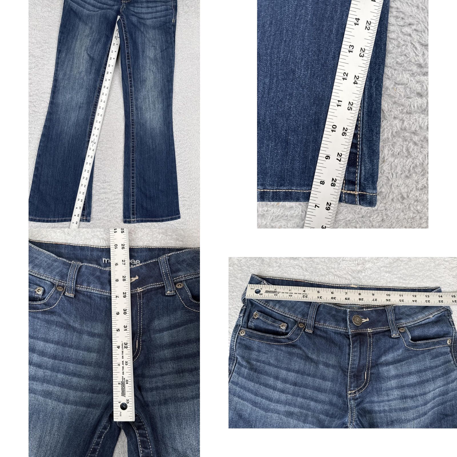 Vintage Maurices Jeans Womens Bootcut Denim Medium Blue 2 Short Stretch 5-Pocket M Detail Zipper Embroidered Size 26" / US 2 / IT 38 - 8 Thumbnail
