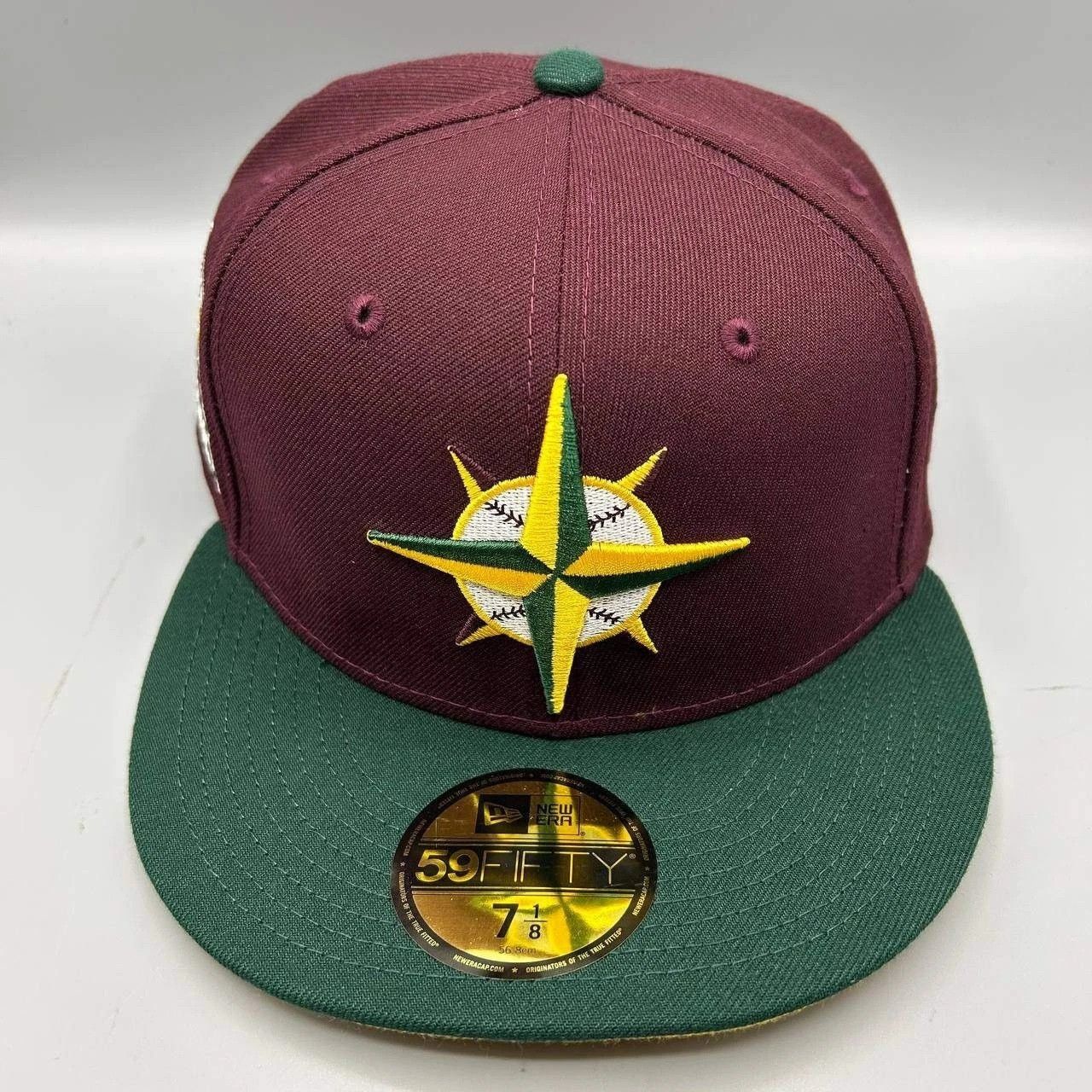 New Era Seattle Mariners Hat Men 7 1/8 Red Green MLB Fitted Cap New Size ONE SIZE - 1 Thumbnail