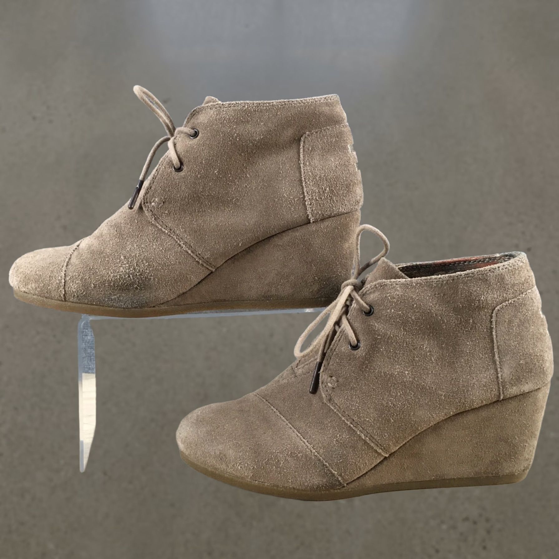 Toms Toms Ankle Booties Womens 10 Brown Kala Lace Up Wedge Heel Casual Leather Shoes 740817 Size US 10 / IT 40 - 1 Thumbnail
