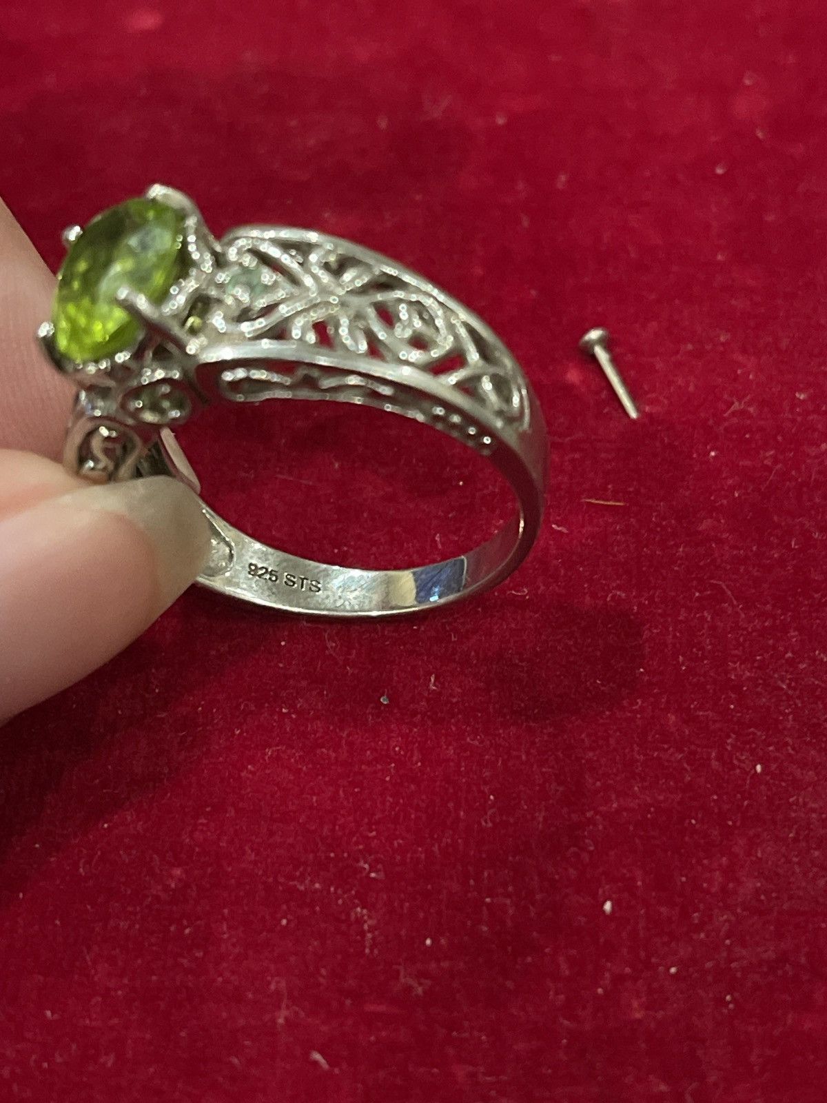 Vintage Peridot 925 sterling silver ring Size ONE SIZE - 2 Thumbnail