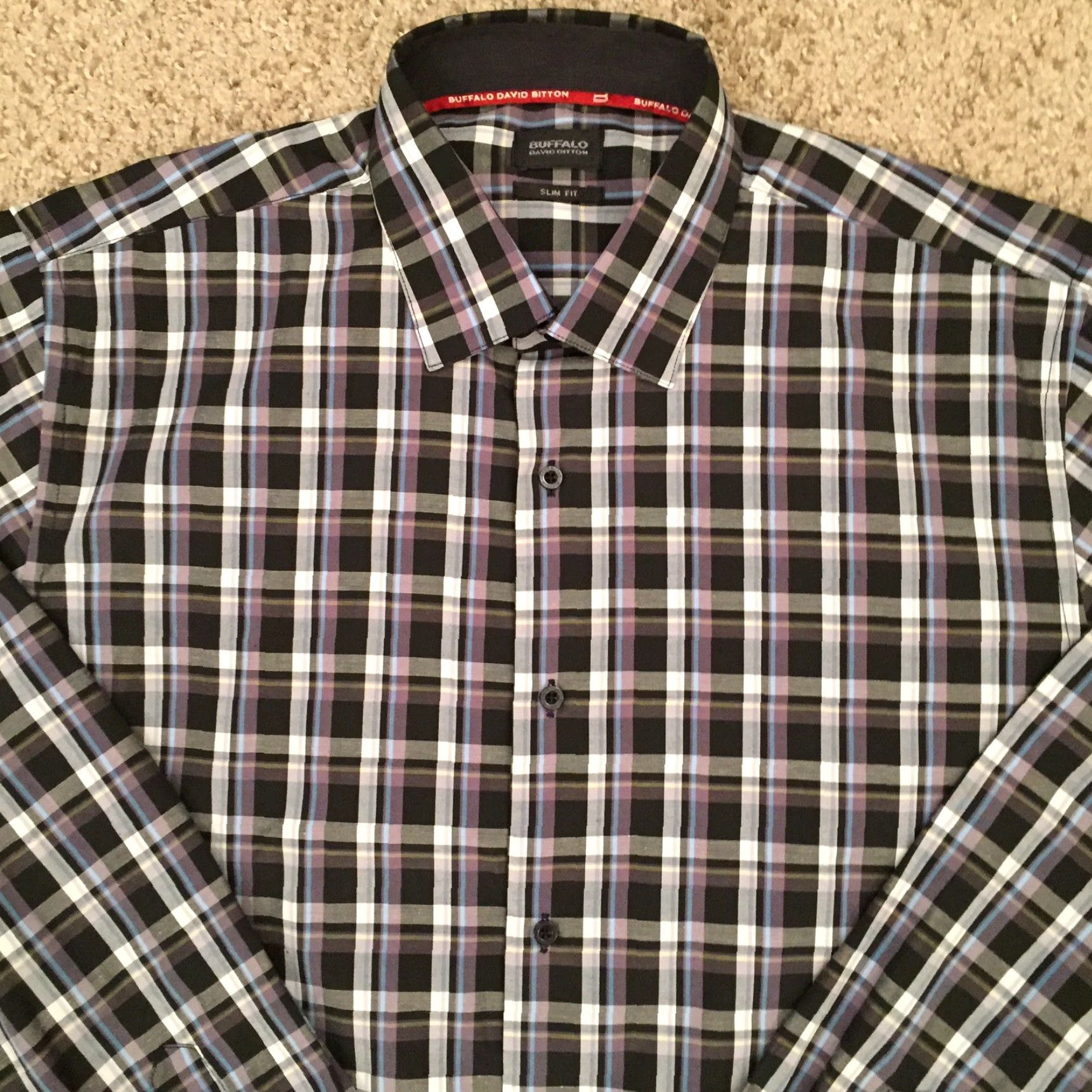 Buffalo David Bitton Buffalo David Bitton Shirt Mens Medium Slim Black Plaid Long Sleeve Button Up Size US M / EU 48-50 / 2 - 2 Thumbnail