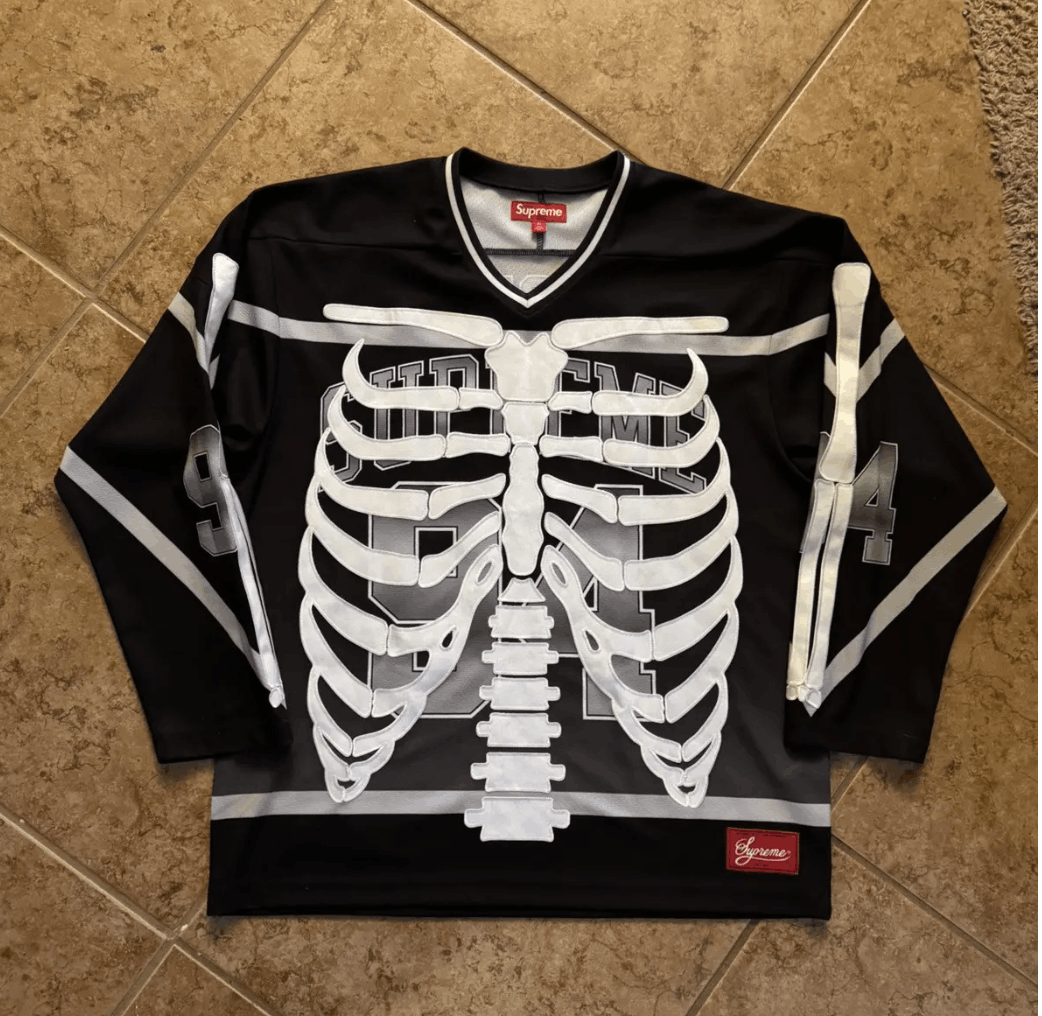 Supreme FW23 Supreme Bones hockey jersey black | Grailed