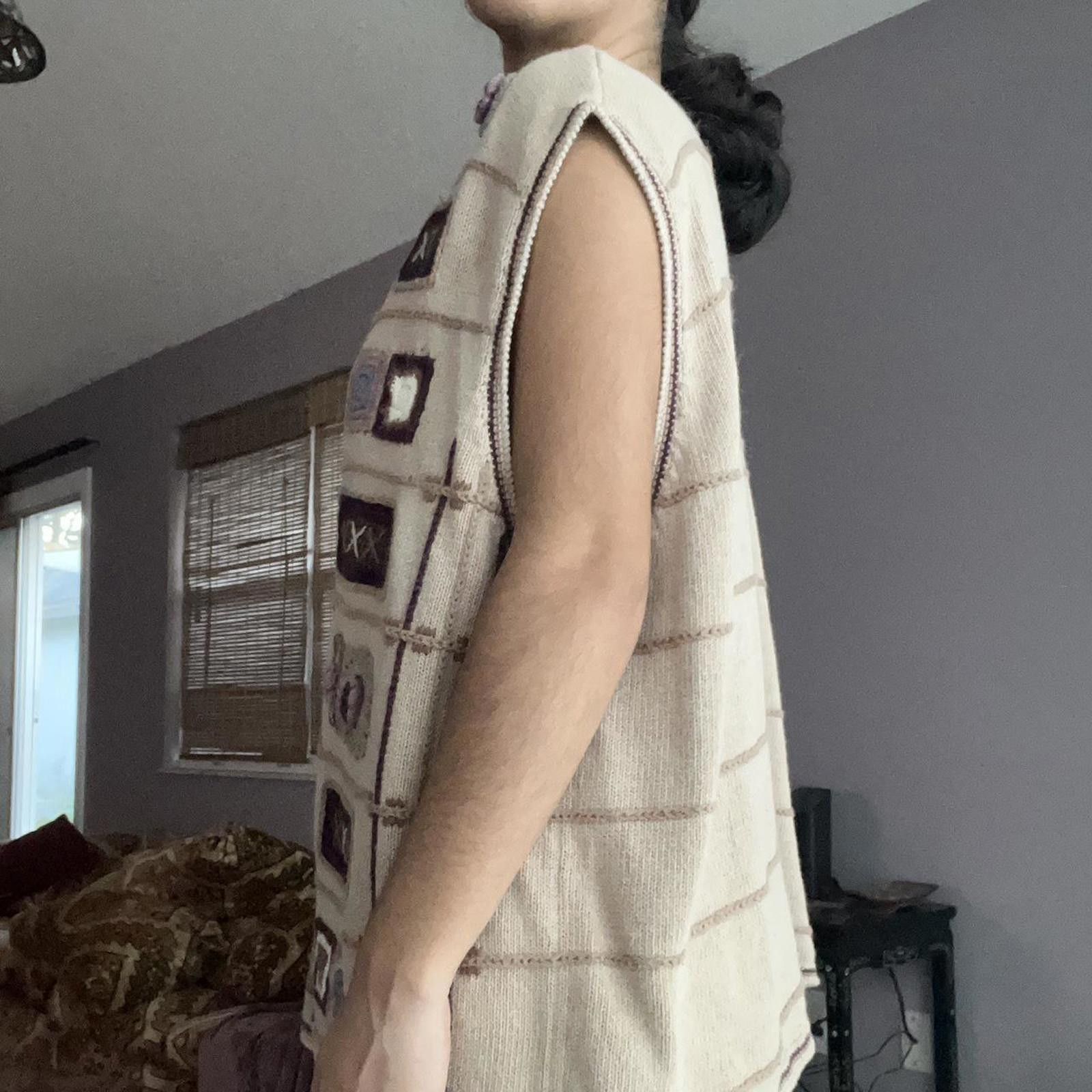 Other Cream and brown purples vintage knit vest knit Size XXL / US 16-18 / IT 52-54 - 3 Thumbnail