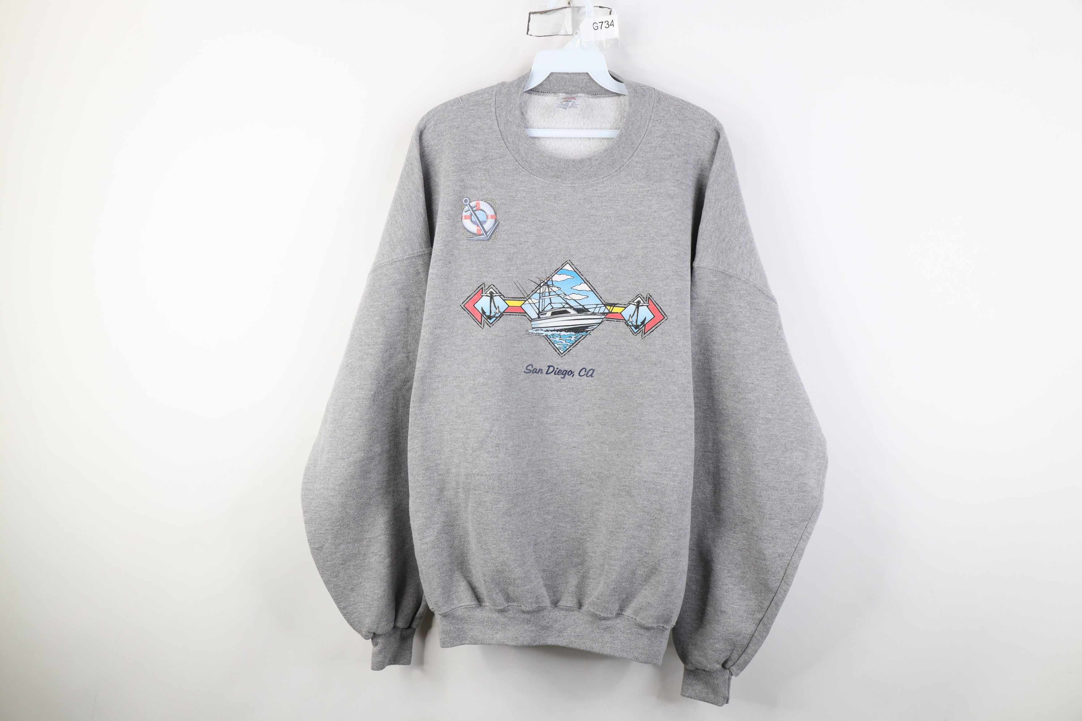 Vintage 90s Streetwear California Boat Sailing Sweatshirt