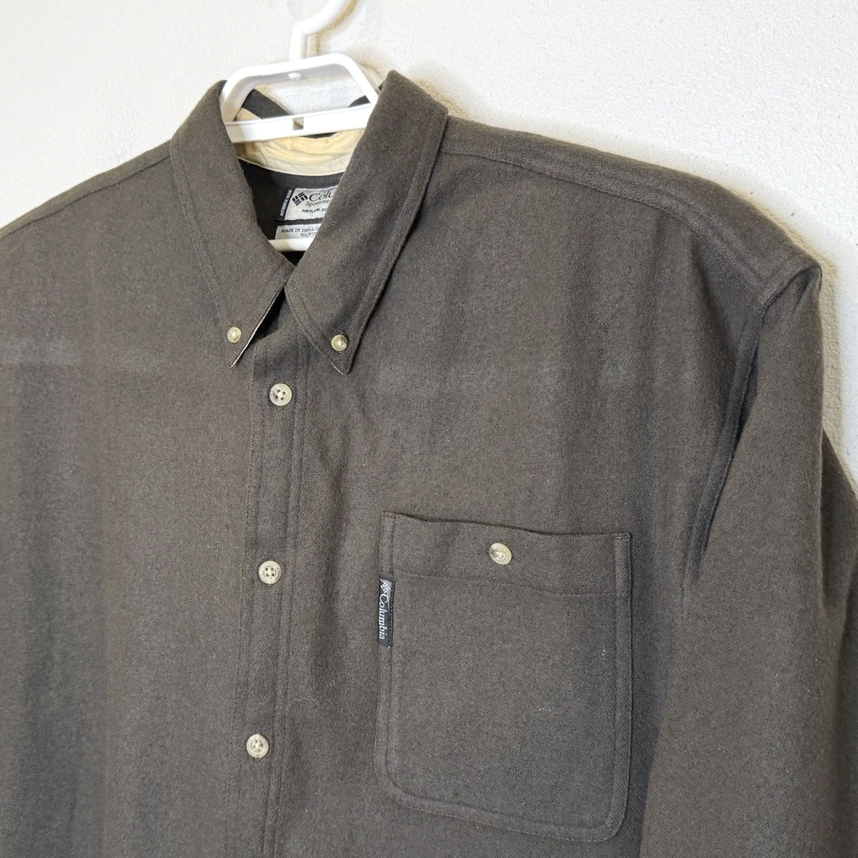Vintage Columbia Button Down Shirt Mens XL Brown Wool Nylon Blend Long Sleeve Collared Size US XL / EU 56 / 4 - 2 Thumbnail