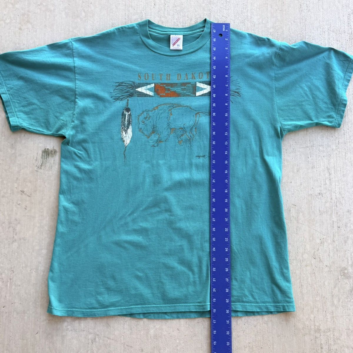 Jerzees Vintage South Dakota T Shirt Southwestern Buffalo Aztec Size US XL / EU 56 / 4 - 7 Thumbnail