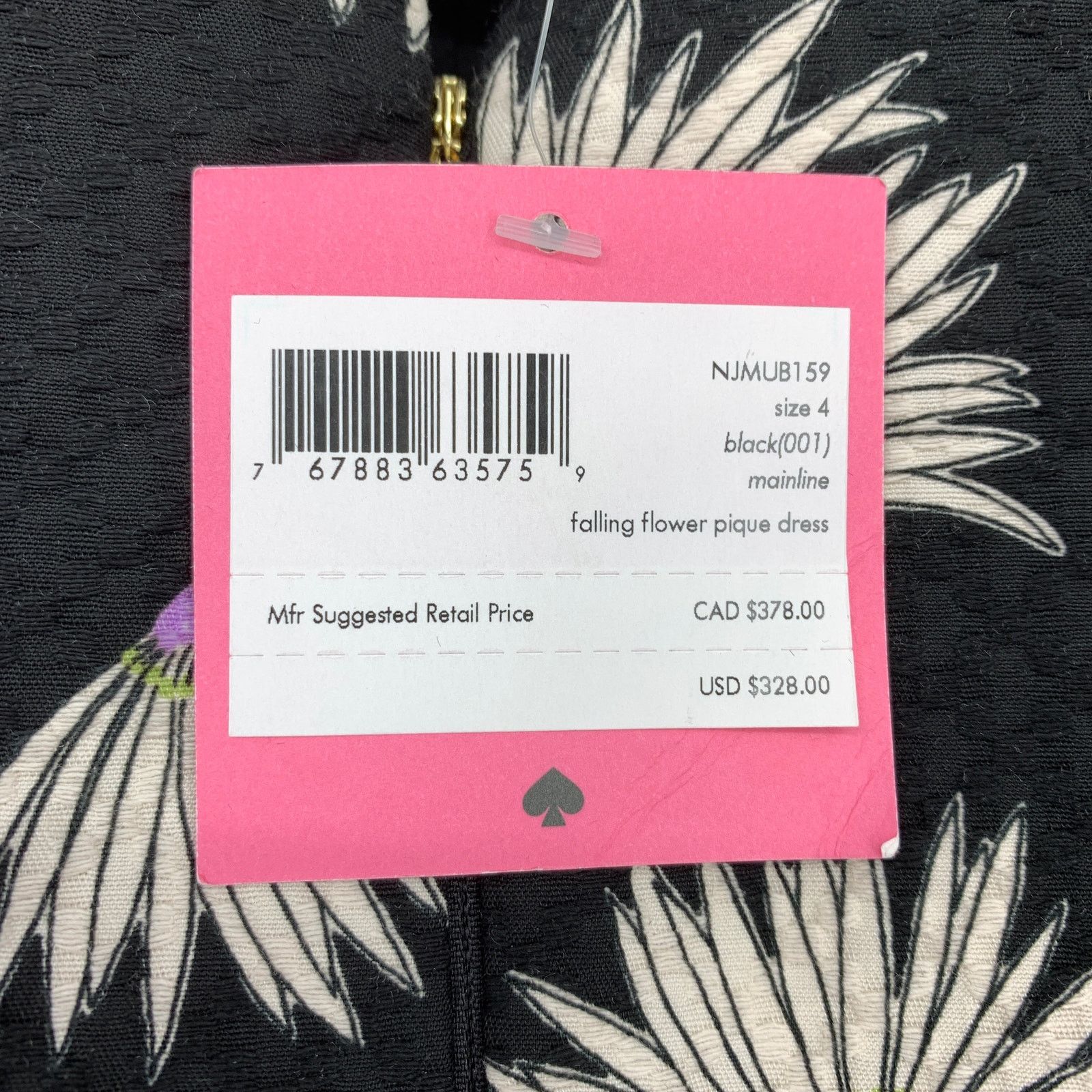Kate Spade Kate Spade Falling Flower Pique Dress Size 4 Black White NEW Size S / US 4 / IT 40 - 6 Thumbnail