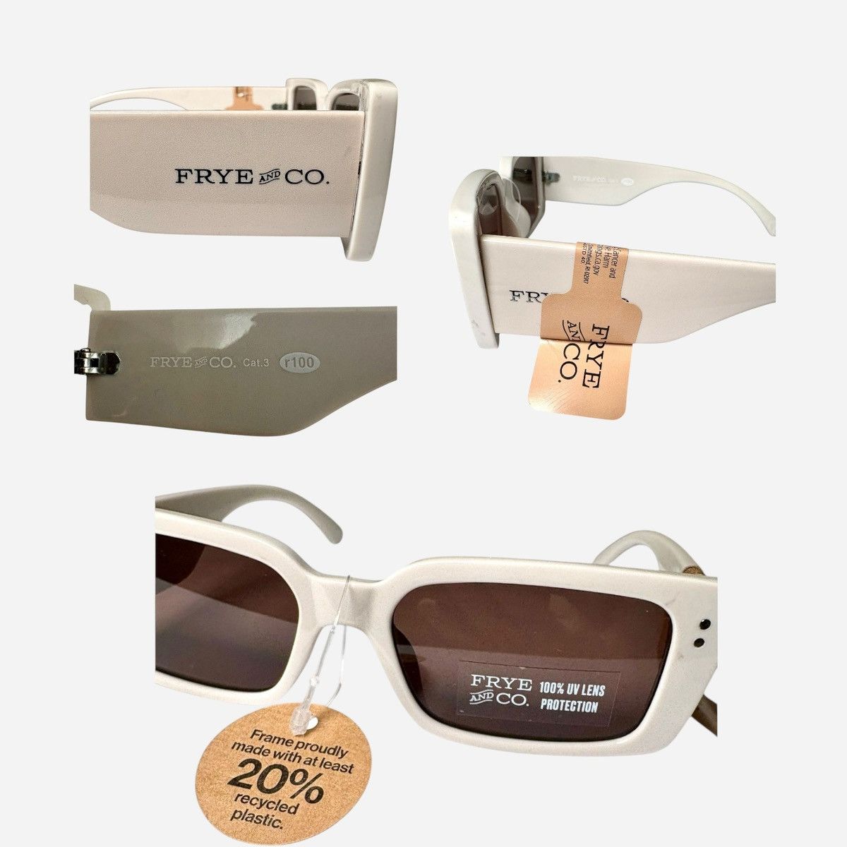 Frye Frye Women’s Ivory Plastic 100% UVA/UVB Sunglasses Size ONE SIZE - 9 Thumbnail