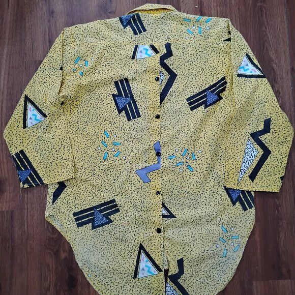 Other Vintage 80s Sweet For Two Abstract Geometric Button Shirt Size M / US 6-8 / IT 42-44 - 7 Thumbnail
