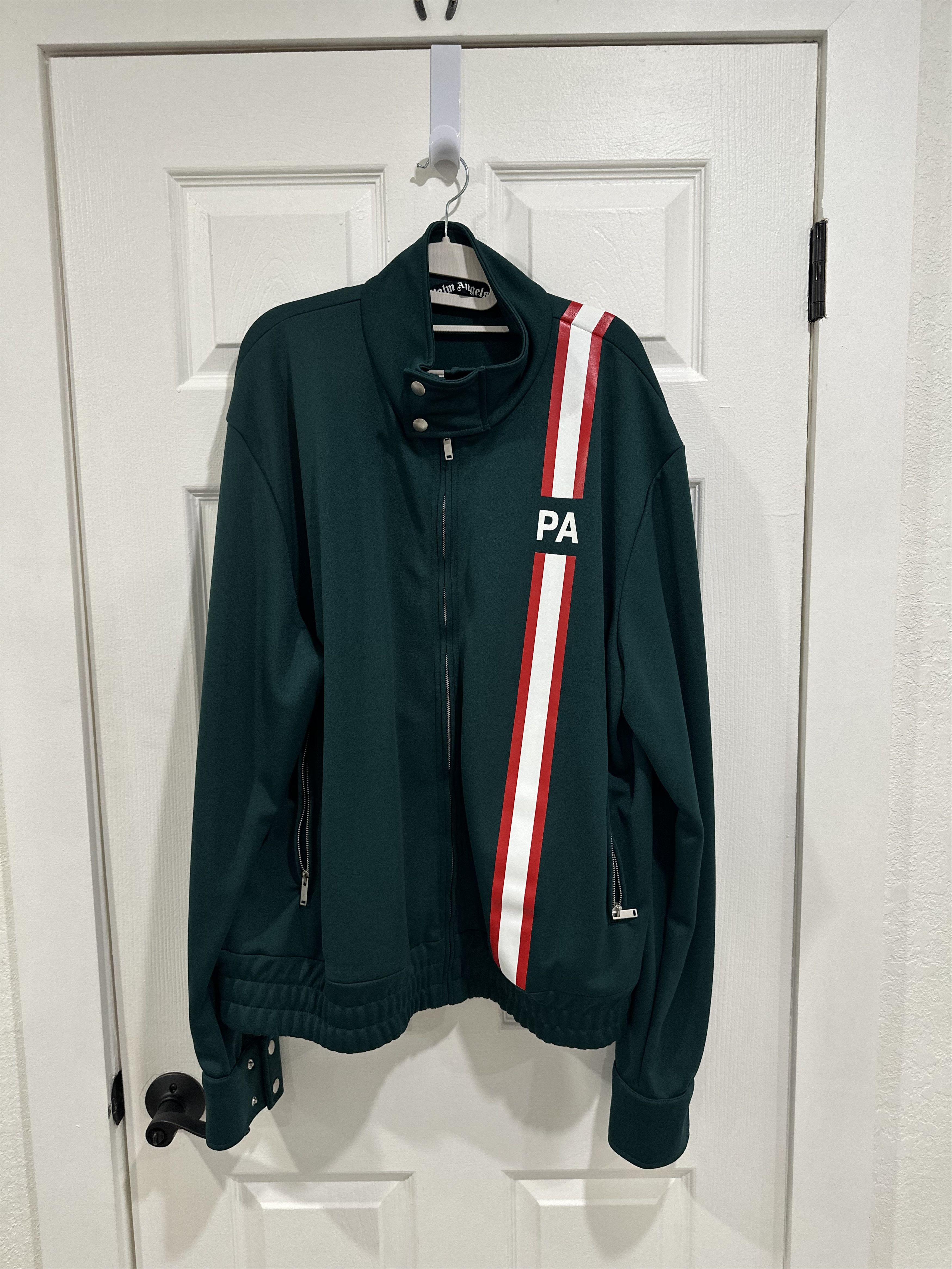 Palm Angels Palm Angels Green Striped Track Jacket Size US XXL / EU 58 / 5 - 1 Thumbnail