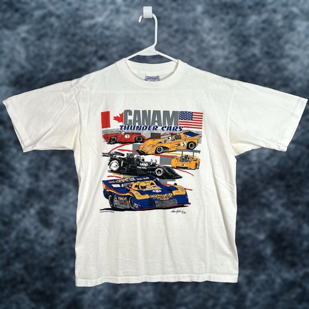 Vintage VINTAGE 90s Porsche McLaren Can Am Racing Graphic Tee Adult Large White Mens Size US L / EU 52-54 / 3 - 1 Thumbnail