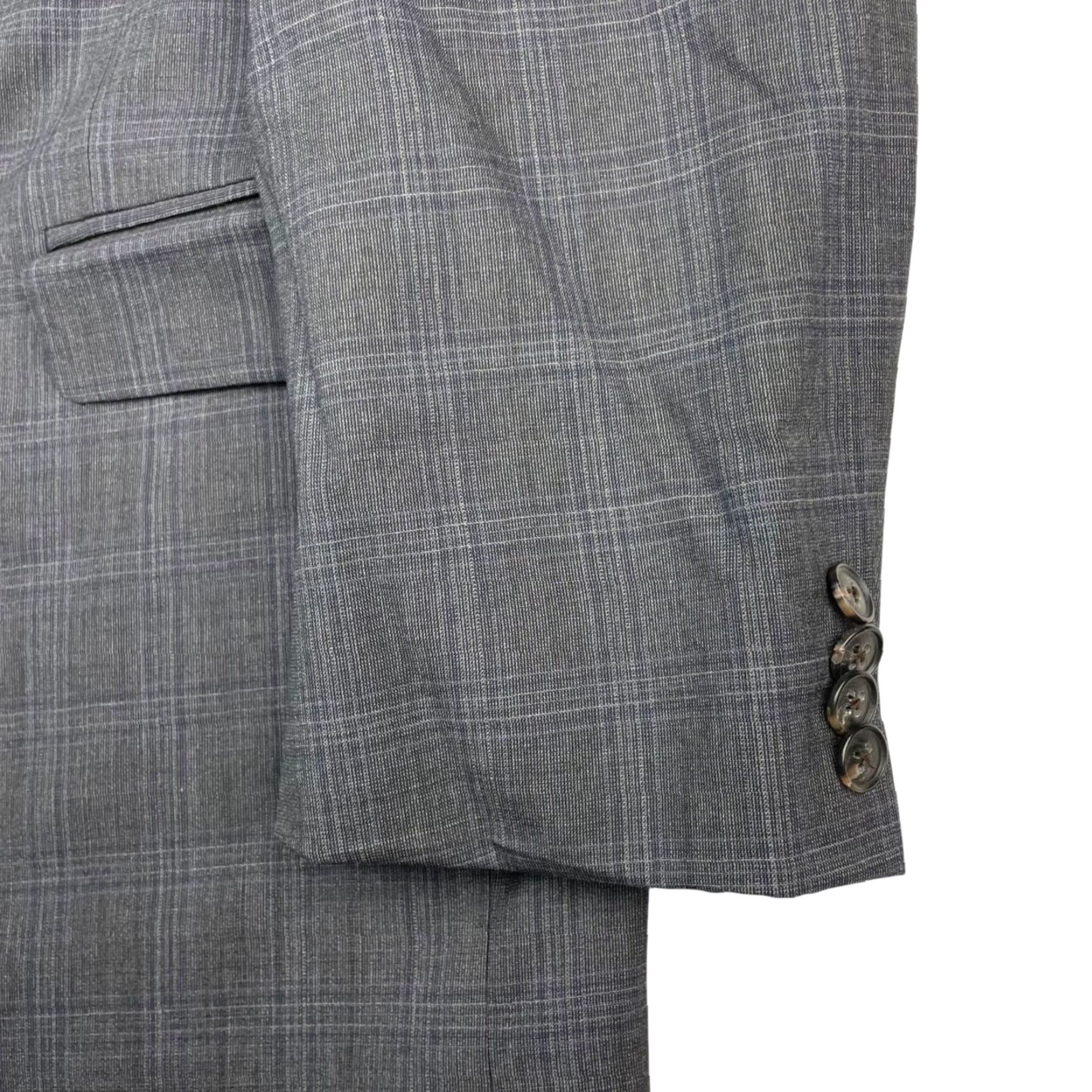 Joseph Abboud Joseph Abboud Blazer Gray Plaid 42L Wool Two-Button Jacket Mens Regular Long Notch Lapel Size 42R - 4 Thumbnail