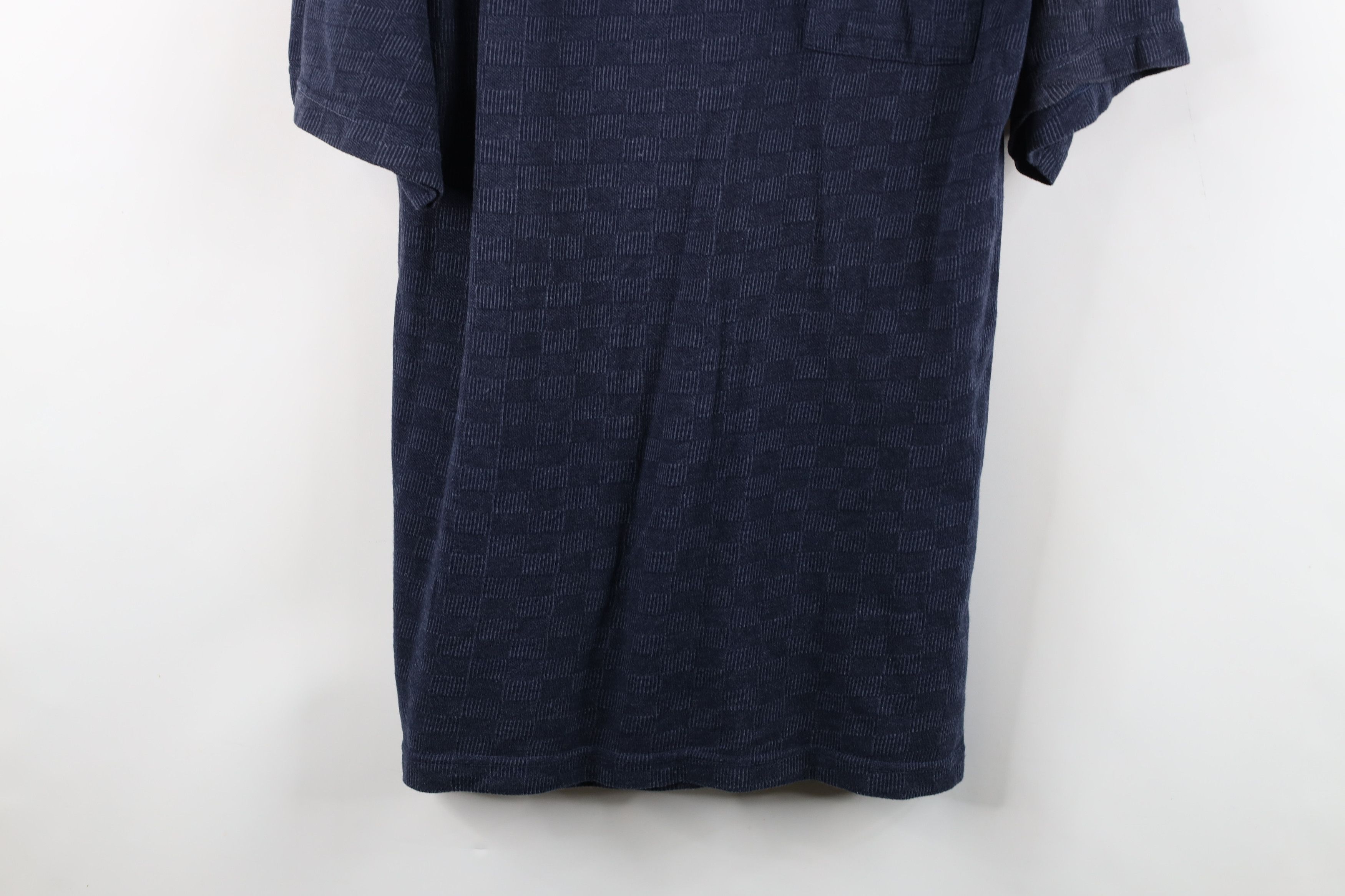 Vintage Vintage 90s Streetwear Knit Pocket T-Shirt Navy Blue Size US XL / EU 56 / 4 - 3 Thumbnail