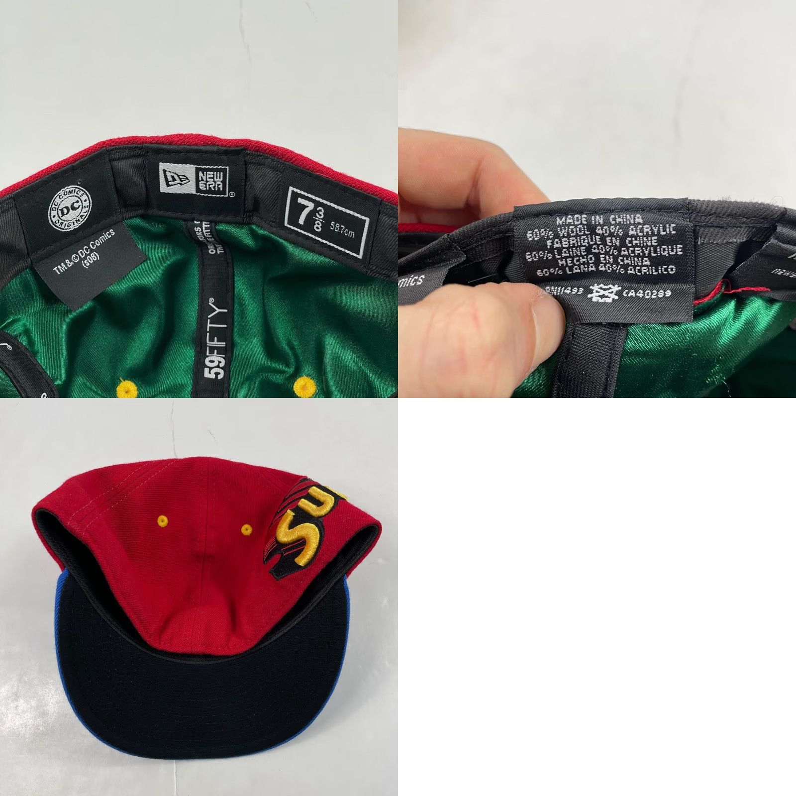 New Era New Era Superman Cap Fitted 7 3/8 Wool 59Fifty Blue Red Men Baseball Hat Cap - Logo Superhero Mens Size ONE SIZE - 9 Thumbnail