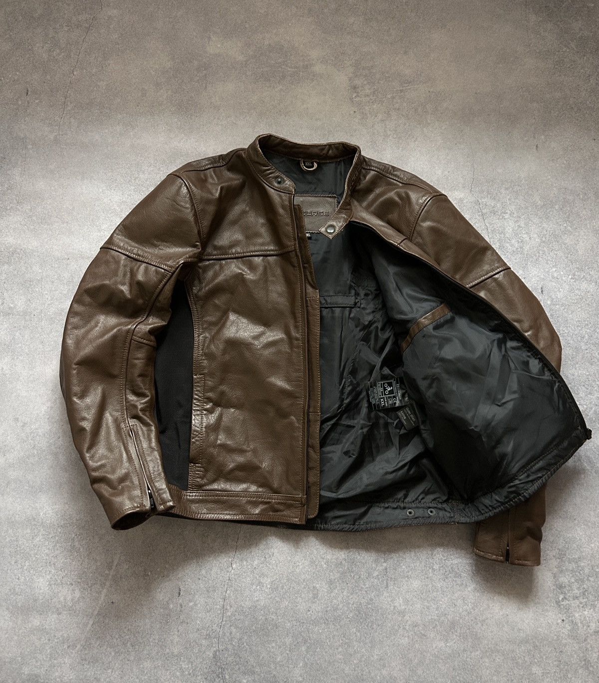 Genuine Leather Course Icon brown leather moto leather jacket mens Size US L / EU 52-54 / 3 - 2 Thumbnail