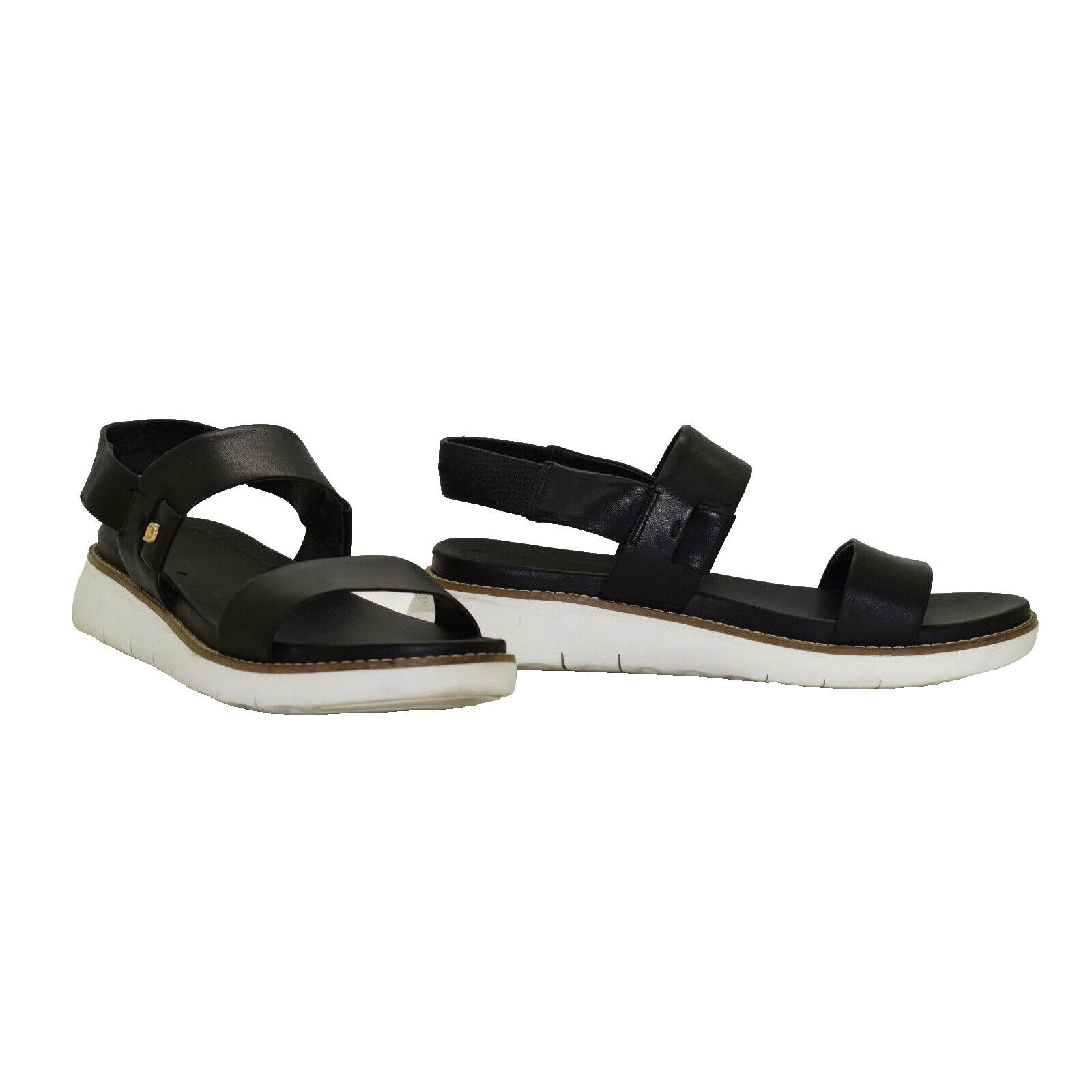 COLE HAAN Zerogrand Blk Leather Wedge Sandals W17208 Sz 7.5B Footwear