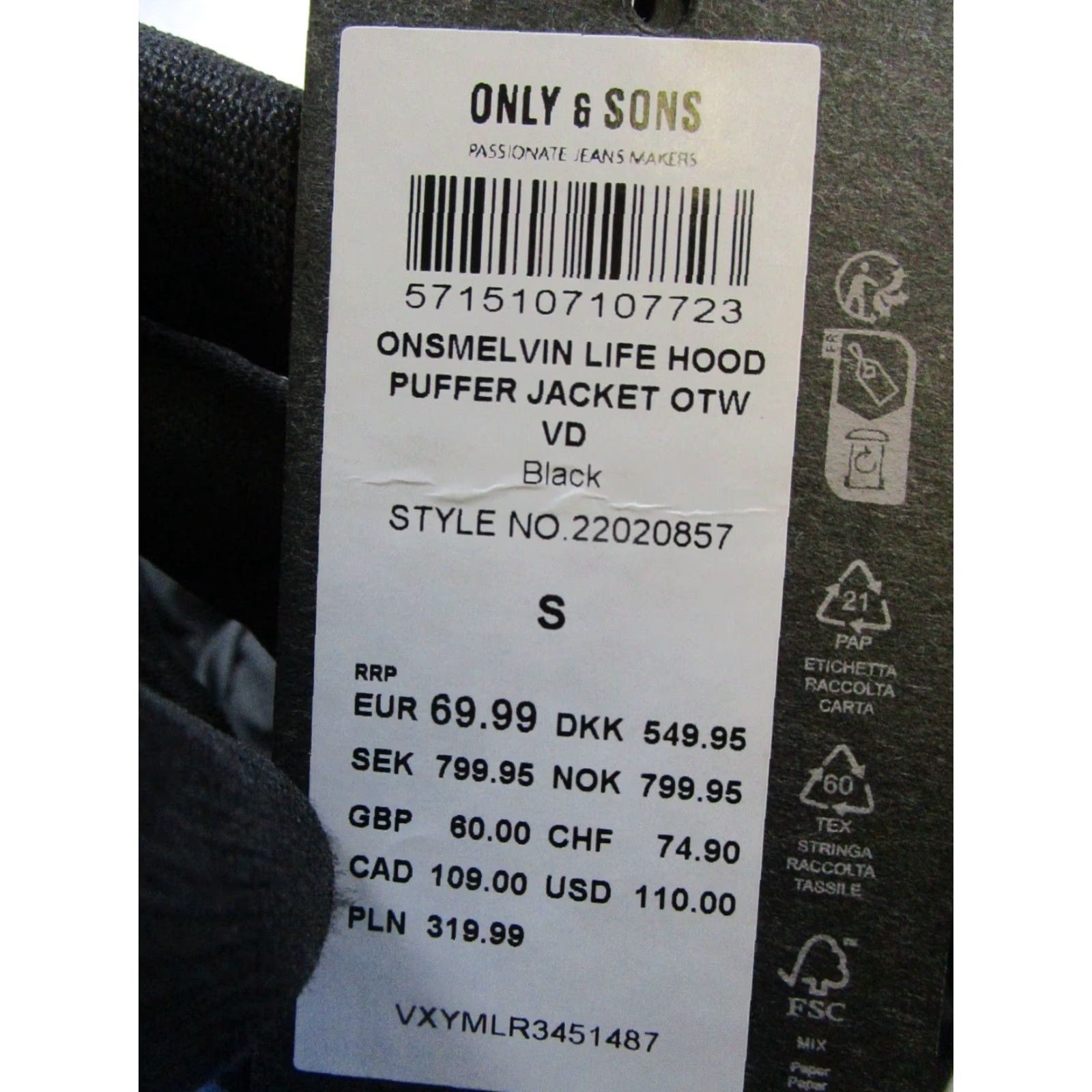 ONLY & SONS ONLY & SONS Jacket Womens Small Black Insulated Puffer New Size S / US 4 / IT 40 - 4 Thumbnail