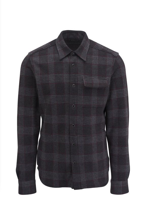 Kiton o1mtch0225 Plaid Wool Overshirt in Grey/Burgundy Size US M / EU 48-50 / 2 - 1 Thumbnail