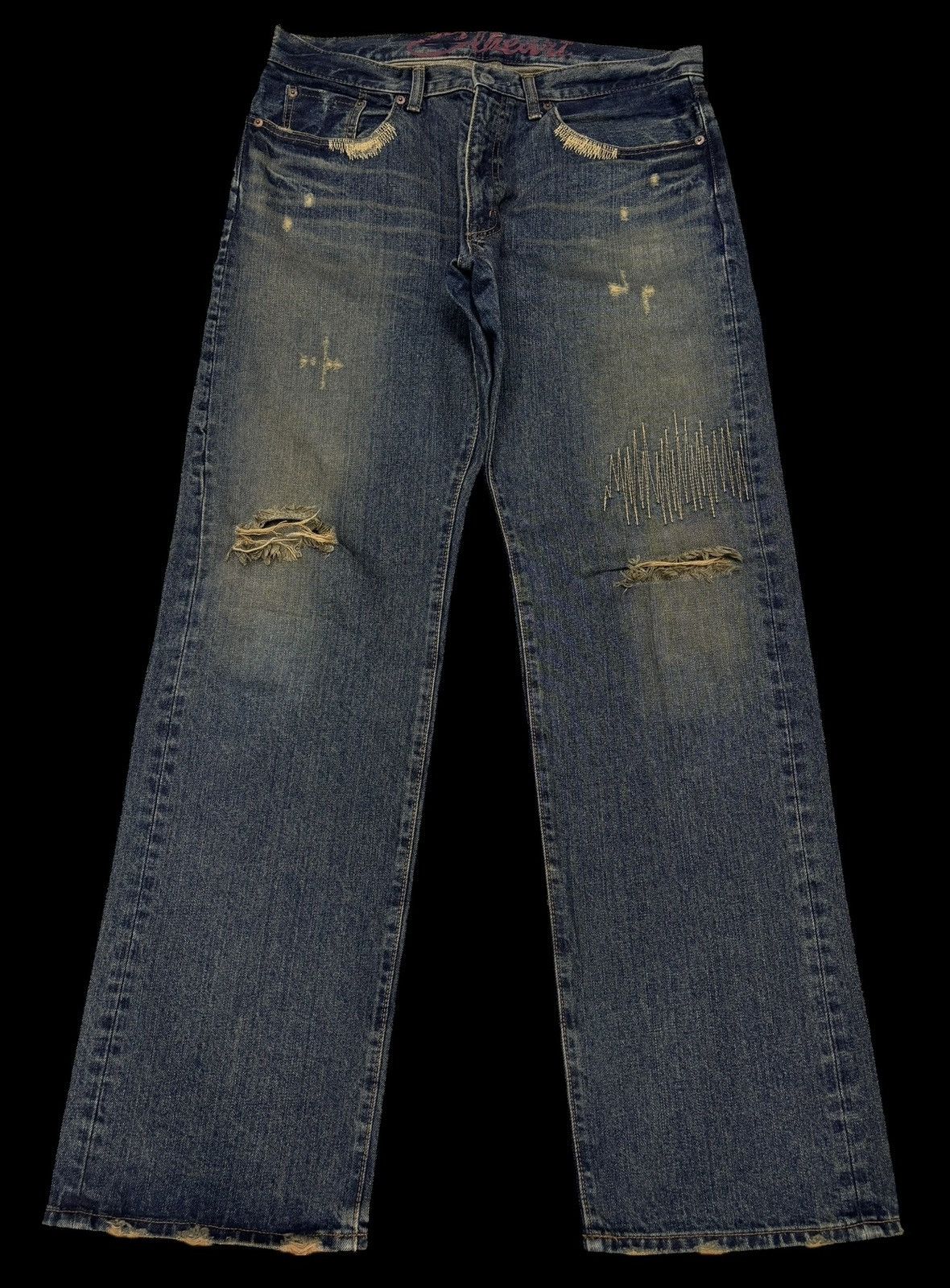 Tornado Mart GL HEART RUSTY BAGGY DISTRESSED DENIM JEANS Size US 35 - 1 Thumbnail