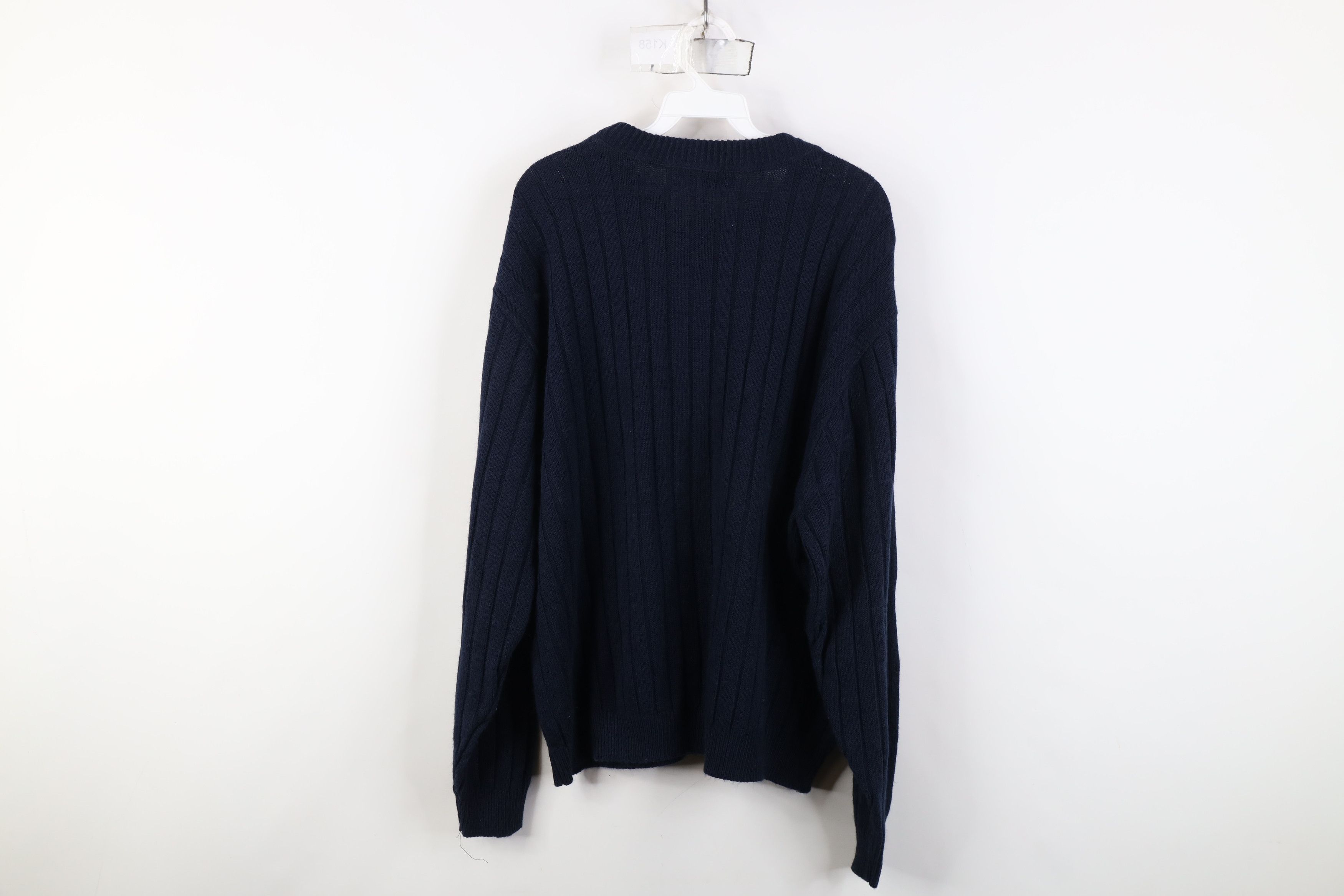Vintage Vintage 90s Streetwear Boxy Fit Ribbed Knit Sweater Blue USA Size US XXL / EU 58 / 5 - 9 Thumbnail