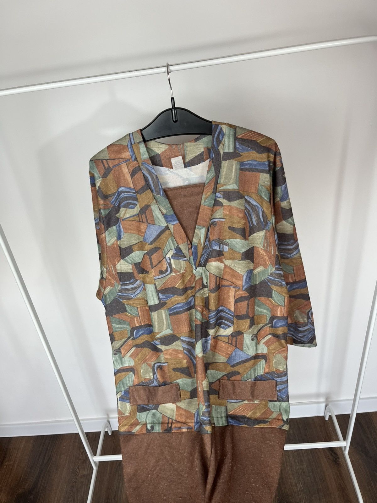 Other Vintage Abstract Dress Angora Blend Made in France Maxi 52 Size L / US 10 / IT 46 - 9 Thumbnail