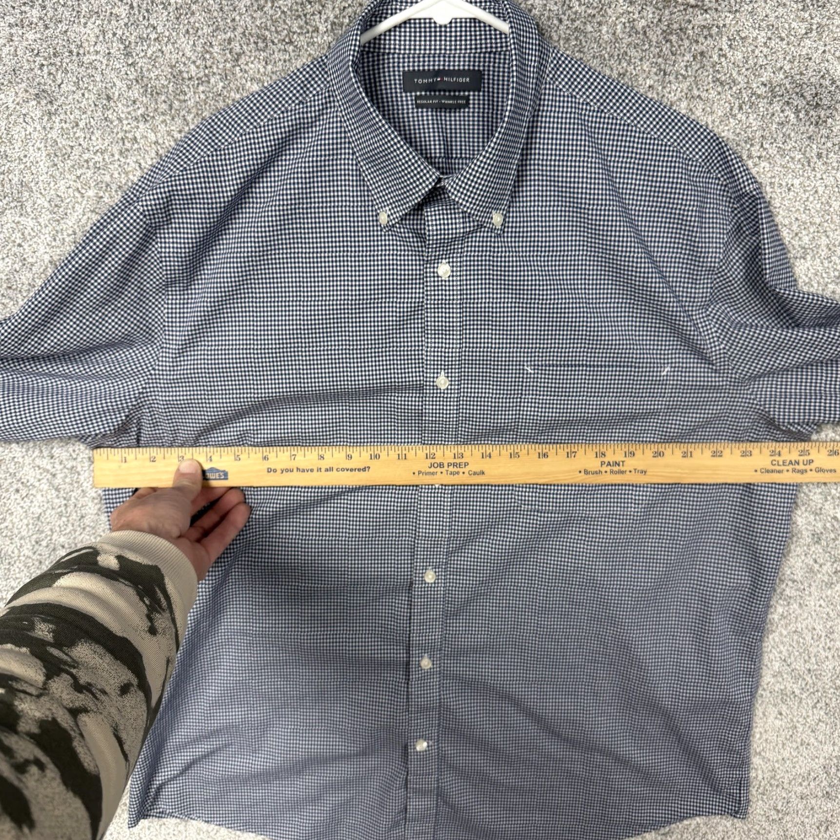 Tommy Hilfiger Tommy Hilfiger Dress Shirt Mens XL 17.5 32/33 Blue White Gingham Check Formal Shirt Size 46R - 4 Thumbnail