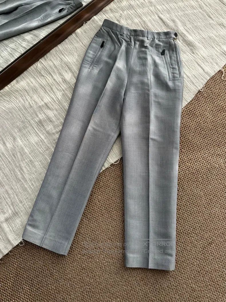Hermes Hermes Silk Narrow Suit Pants, Silver Size 27" / US 4 / IT 40 - 1 Thumbnail