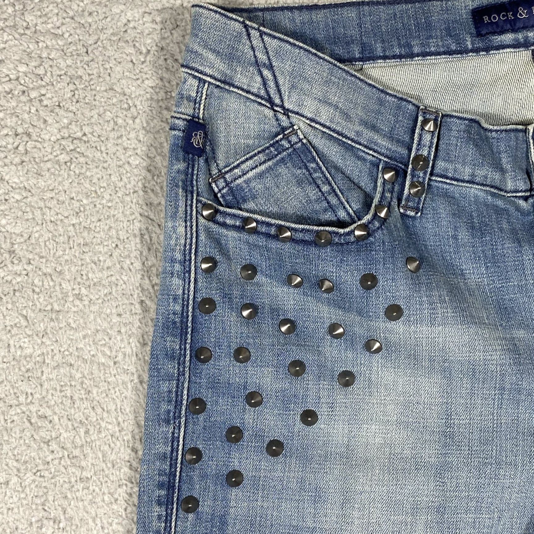 Vintage Rock & Republic Jeans Kasandra 12M Studded Pockets Stretch Bootcut 5-Pocket Denim Blue Ladies Size 34" / US 12 / IT 48 - 3 Thumbnail