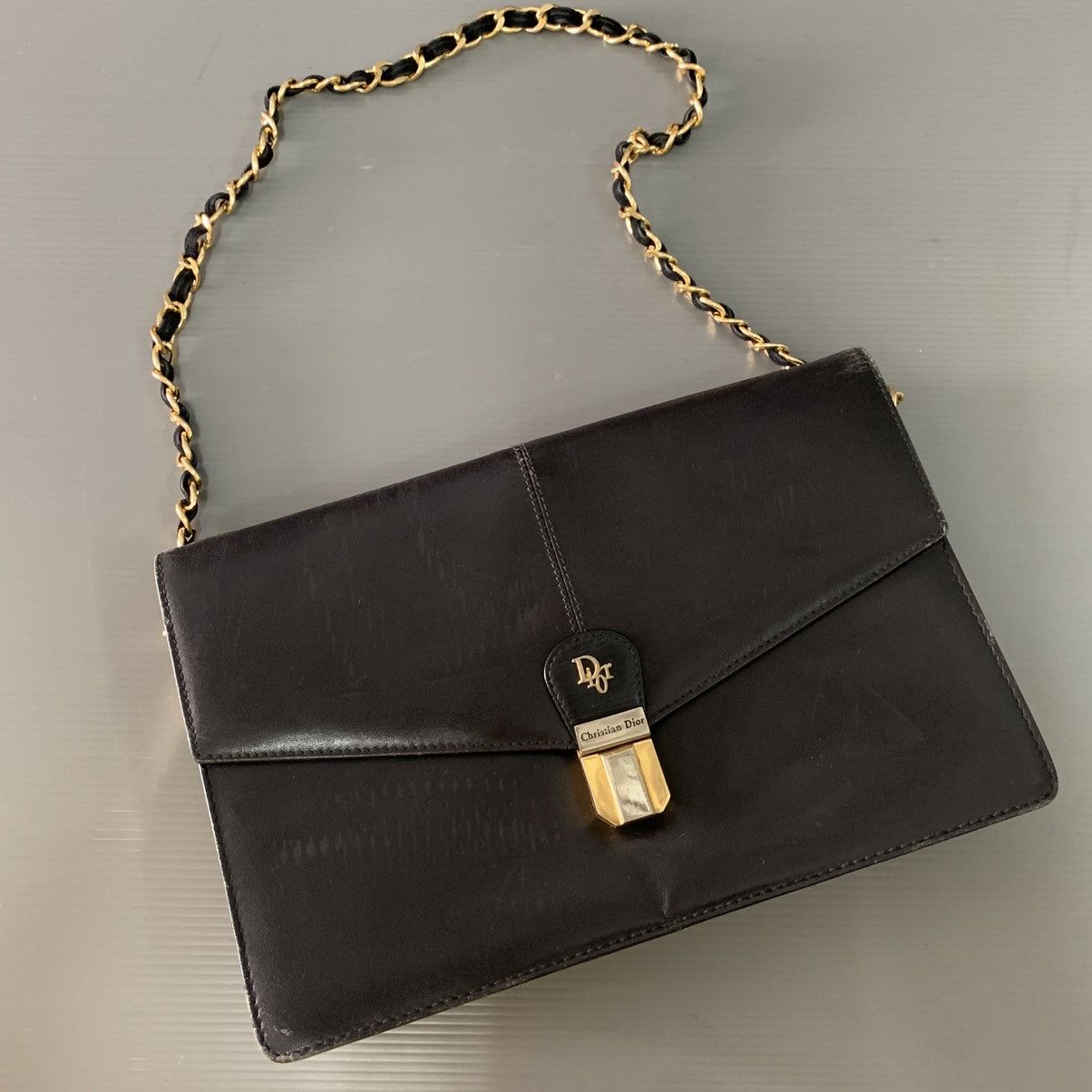 Christian Dior Monsieur Christian Dior Black Leather Vintage Chain Bag Size ONE SIZE - 2 Thumbnail