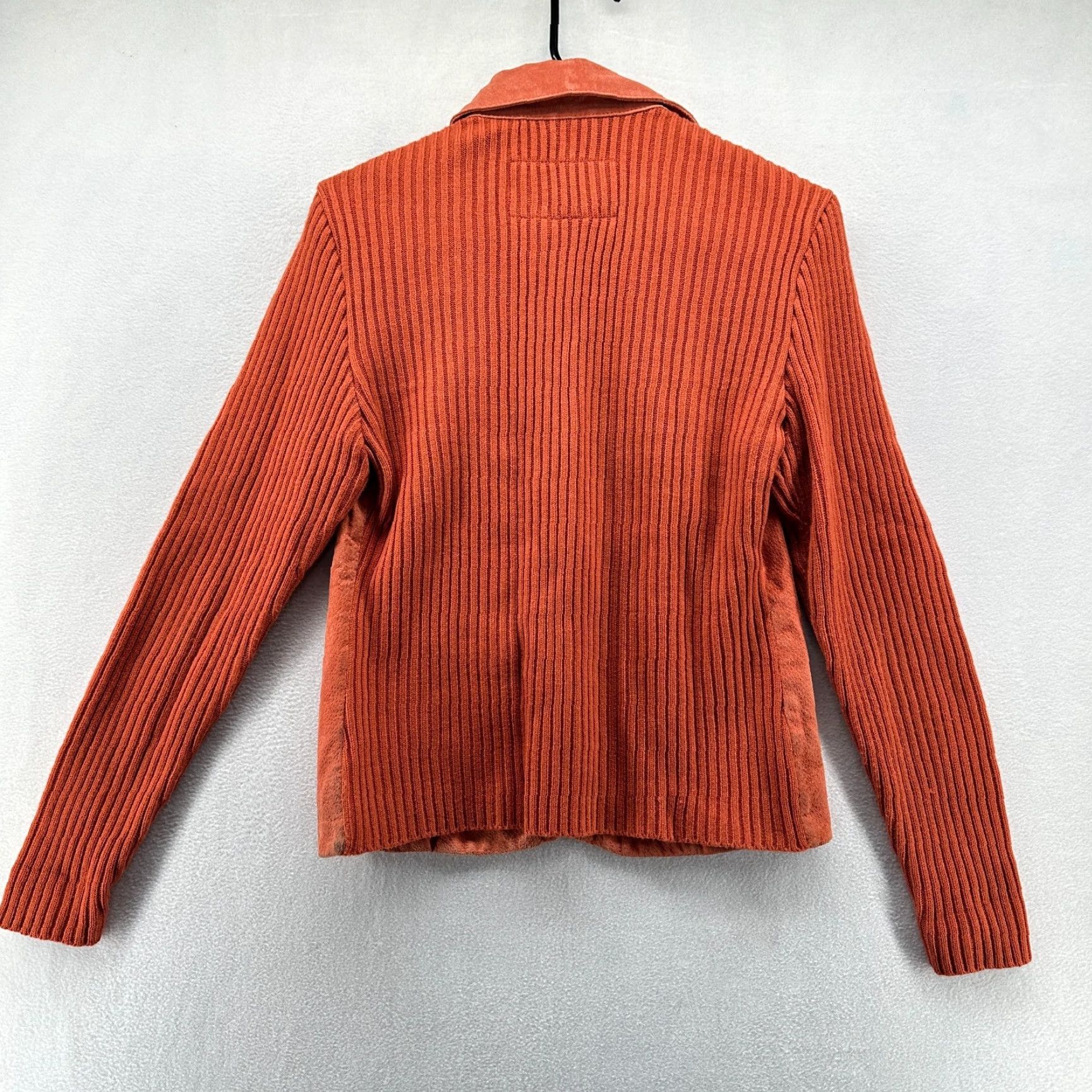 Vintage AMI Jacket Brown Women's M Leather Knitted Long Sleeve Collared Jacket Size M / US 6-8 / IT 42-44 - 2 Thumbnail