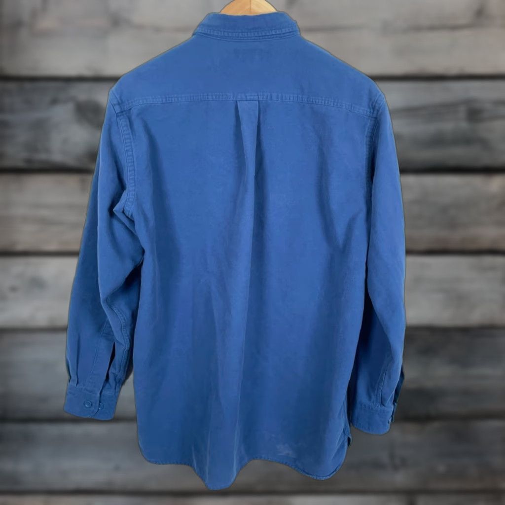Vintage L.L. Bean Chamois Cloth Shirt Mens Large Tall Blue Heavyweight Flannel Workwear Button-Up Long Sleeve Cotton Size US L / EU 52-54 / 3 - 1 Thumbnail