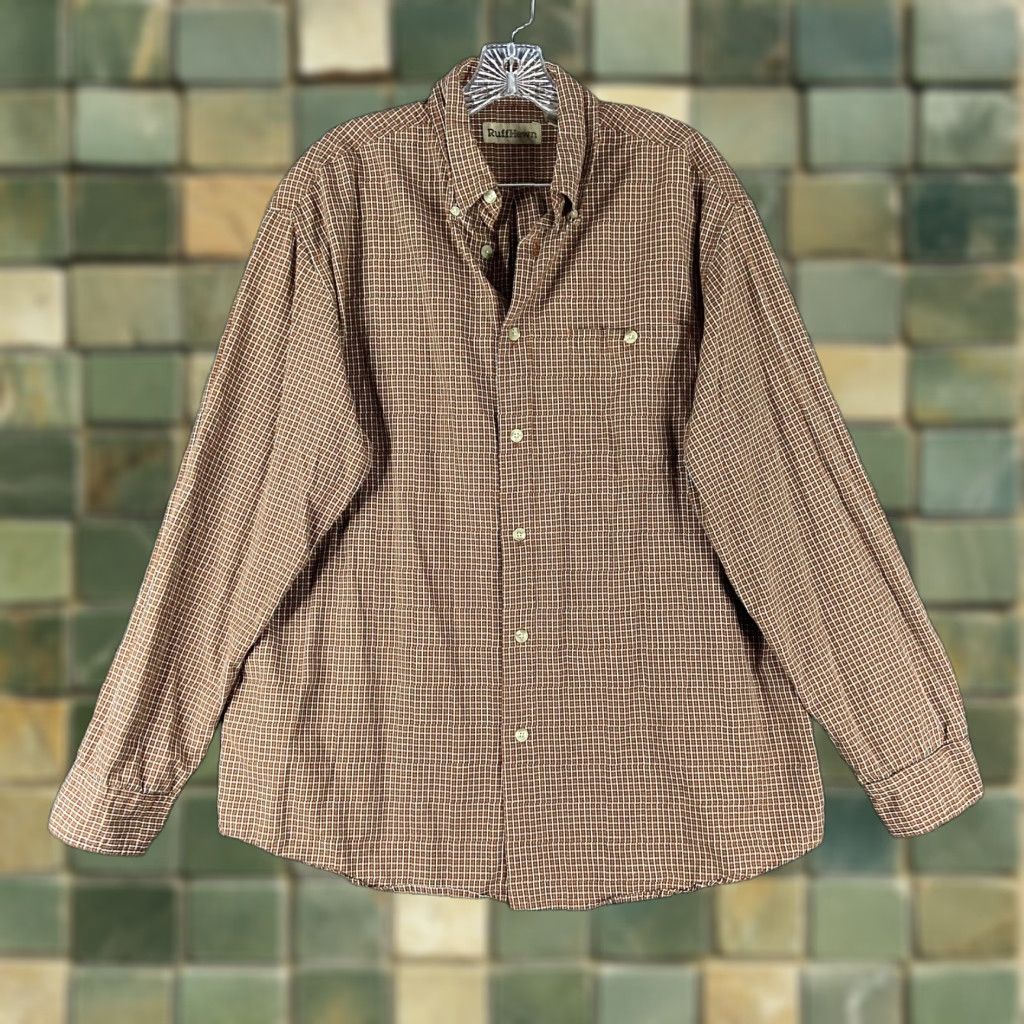 Vintage VINTAGE Ruff Hewn Button-Up Shirt Men's L Brown Plaid Long Sleeve Men L Brown Shirt Mens L Brown Plaid Size US L / EU 52-54 / 3 - 1 Thumbnail