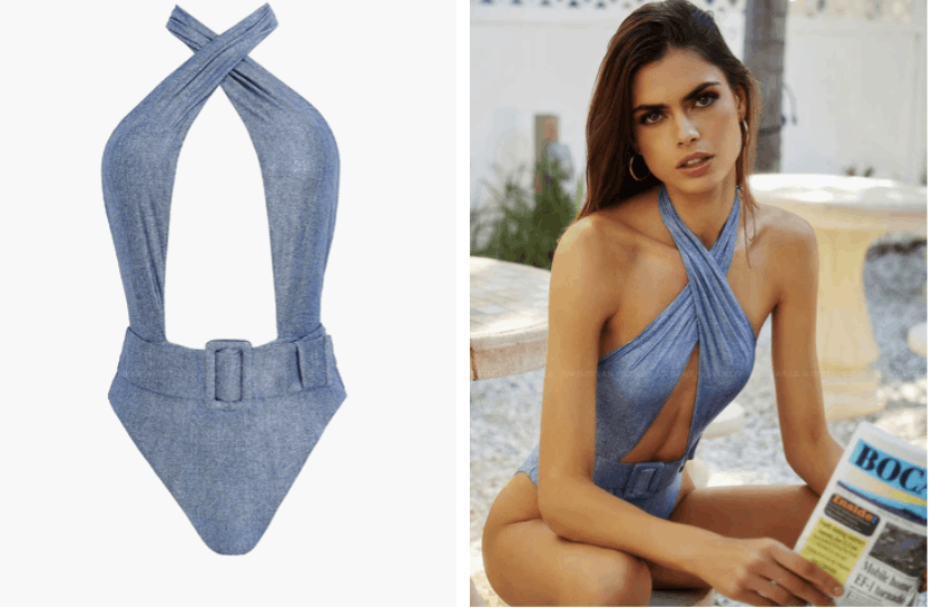 Other PilyQ Alex One Piece Belted Swimsuit Blue ( M ) Size 30" / US 8 / IT 44 - 4 Thumbnail