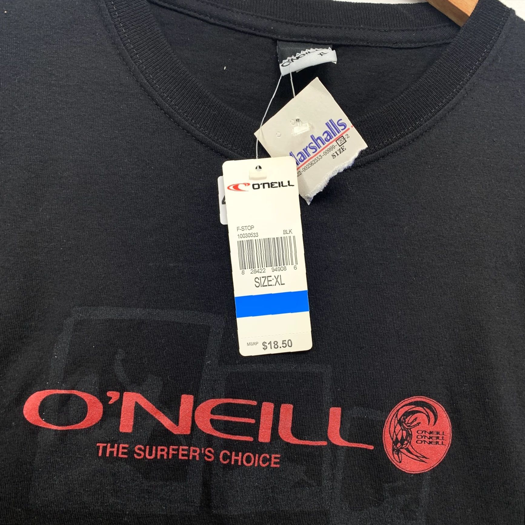 O'Neill VINTAGE O’Neill Shirt Men Black XL Short Sleeve Crew Neck Knit Cotton Logo Surf Skater NWT 90s Mens Size US XL / EU 56 / 4 - 7 Thumbnail