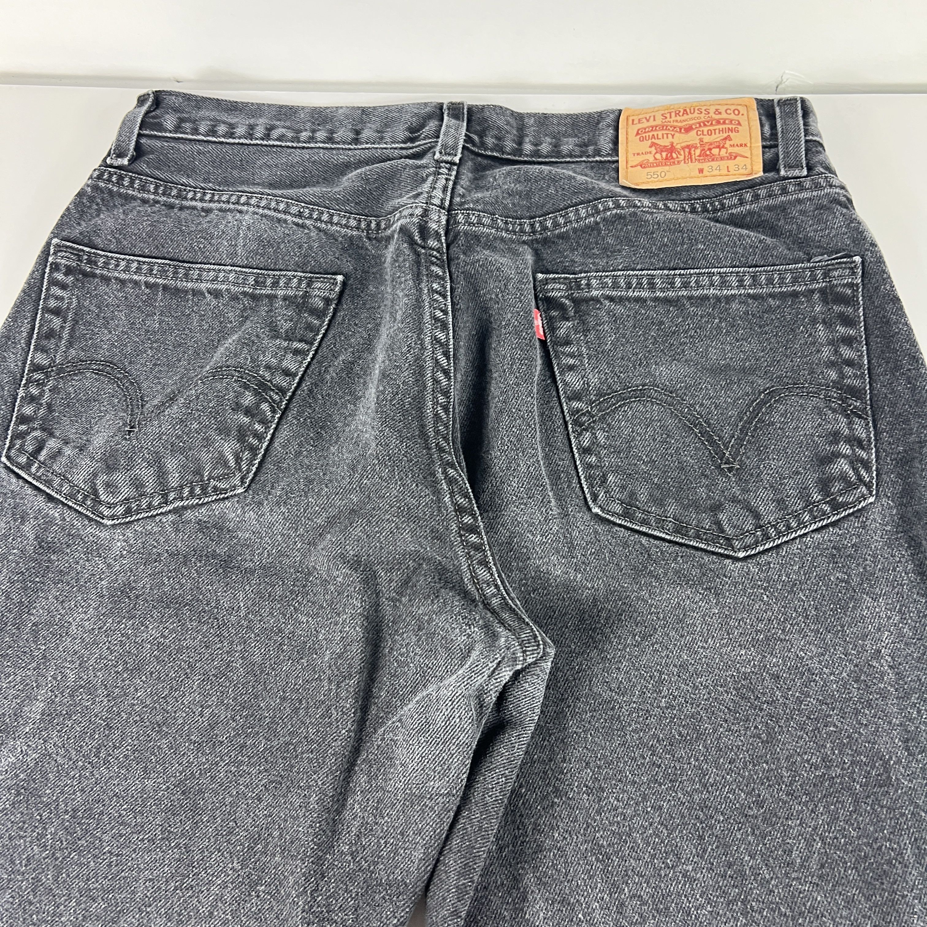 Levi's × Vintage Y2K Levi's Jeans 550 Relaxed Black Faded Denim Size US 34 / EU 50 - 11 Thumbnail