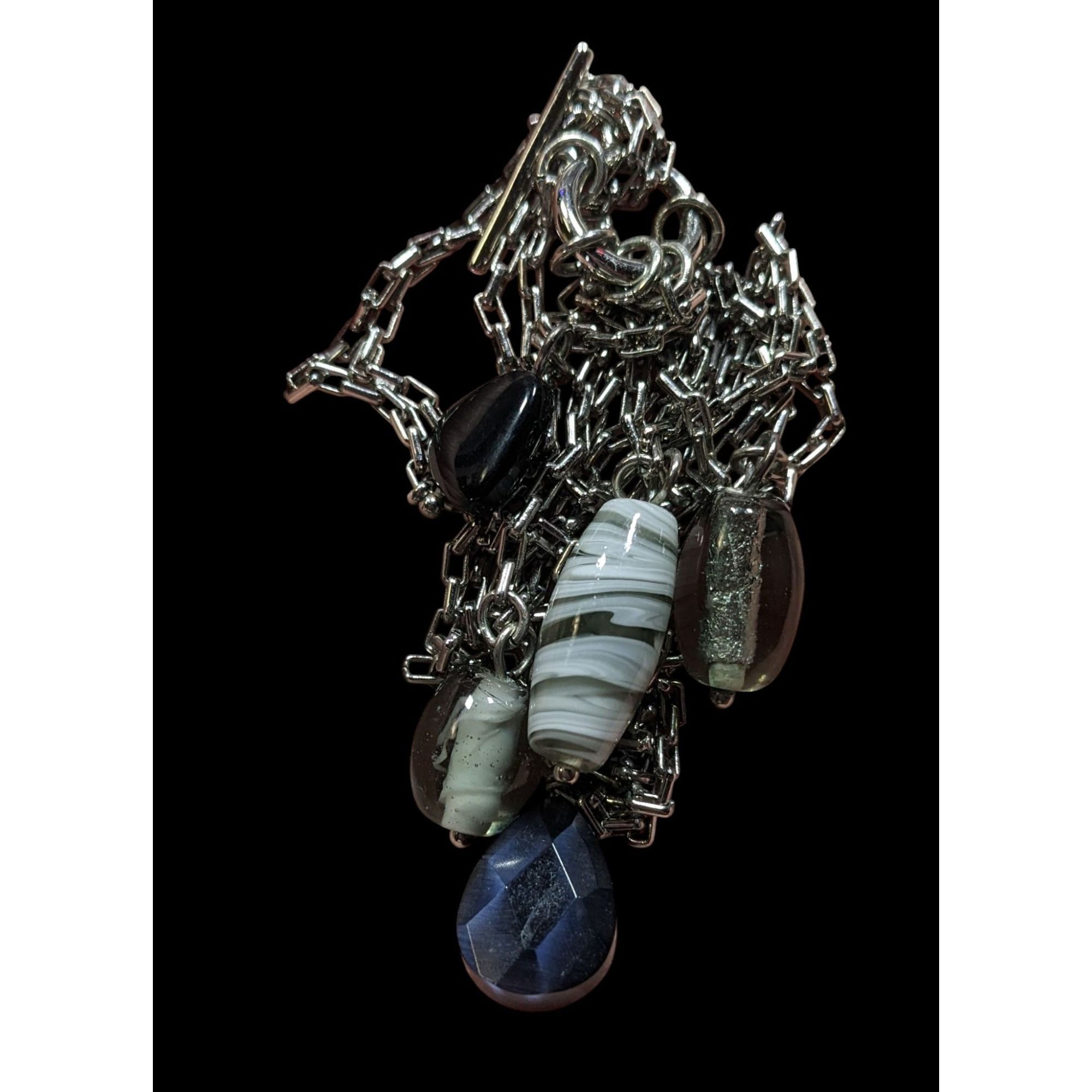 Handmade Handmade Abstract Silver Multi-Strand Necklace With Dangling Size ONE SIZE - 3 Thumbnail