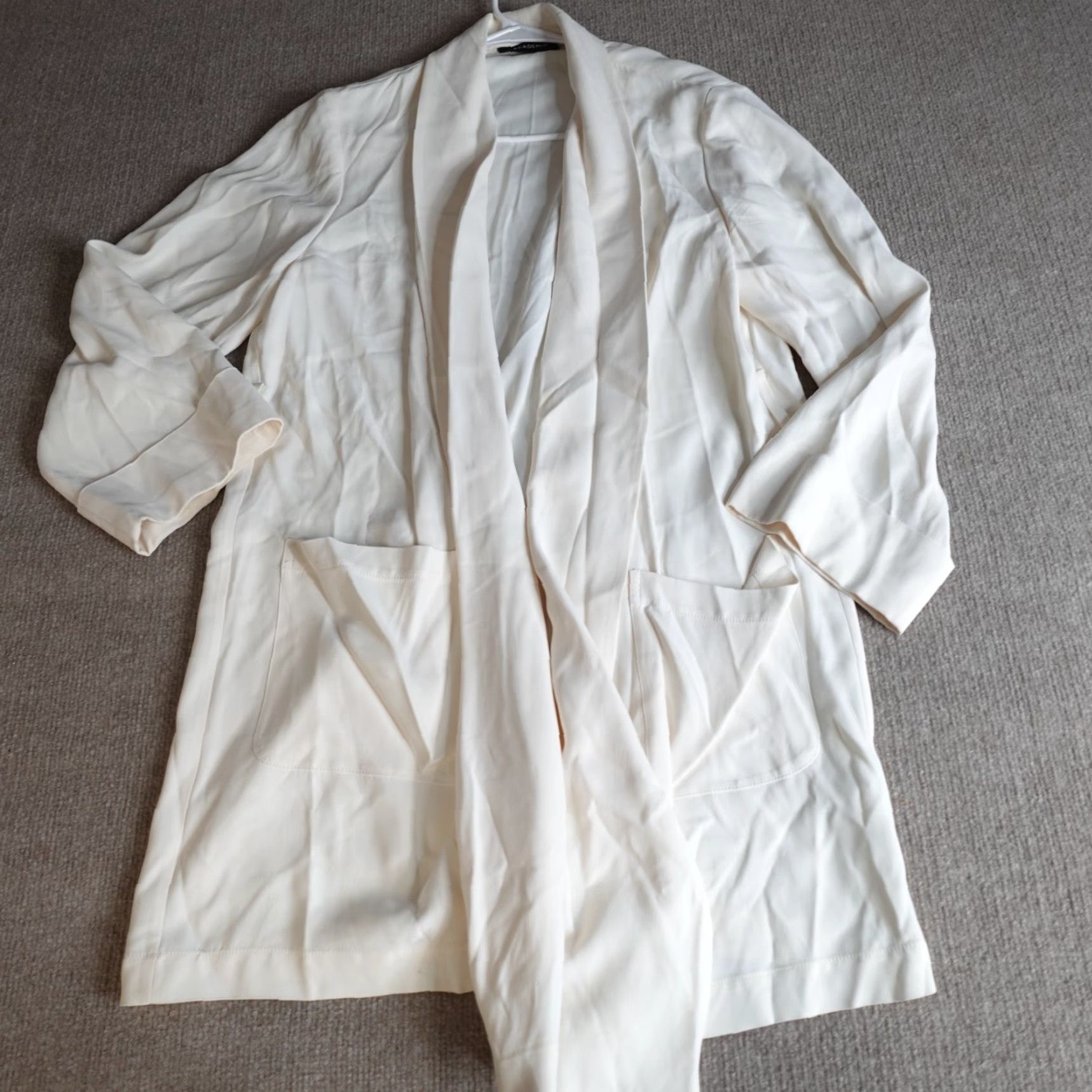 Vintage Academia Womens Jacket M Ivory Solid Casual Pockets Fall Spring Summer Womens Size M / US 6-8 / IT 42-44 - 5 Thumbnail