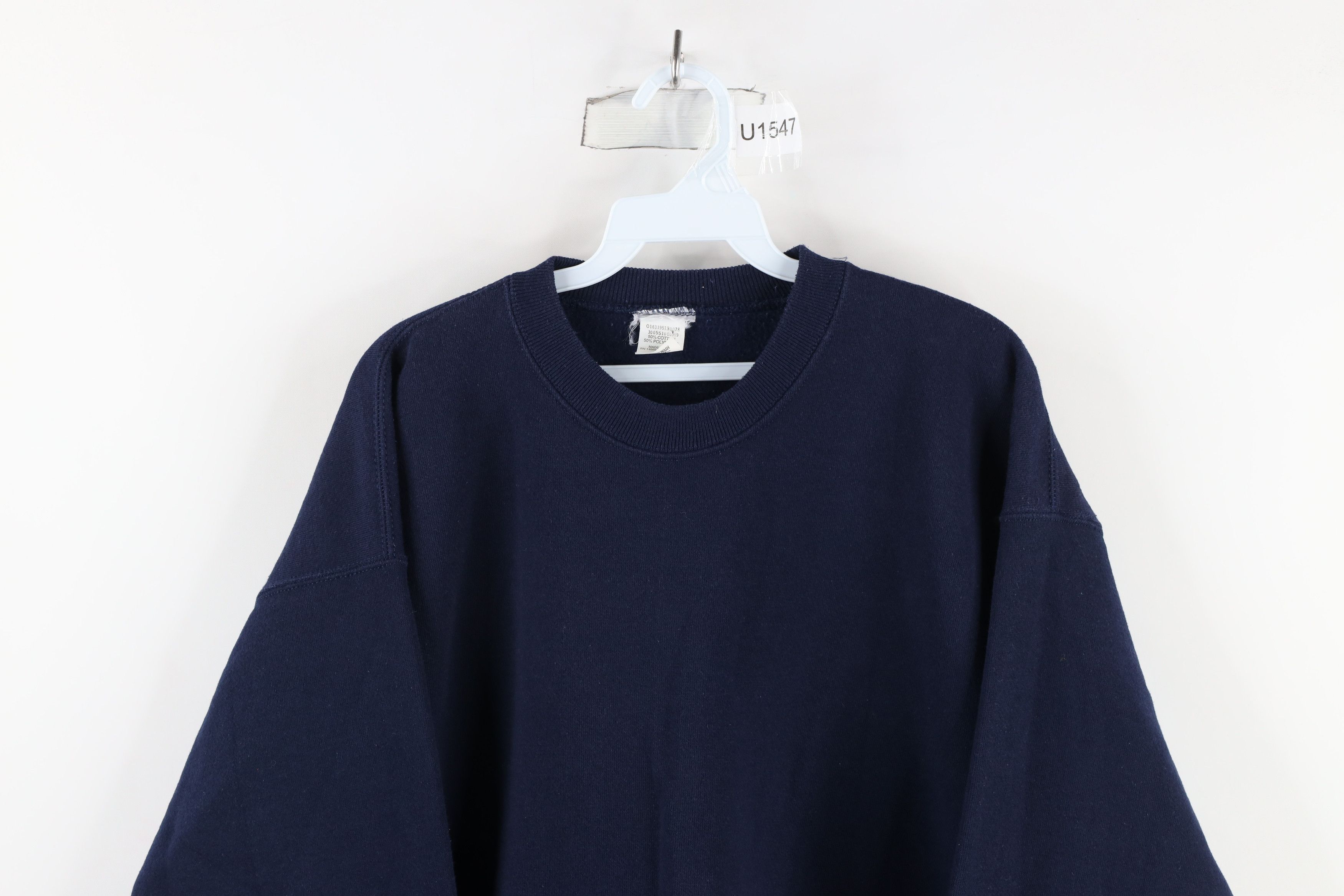 Vintage Vintage 90s Streetwear Blank Heavyweight Sweatshirt Blue USA Size US XL / EU 56 / 4 - 2 Thumbnail