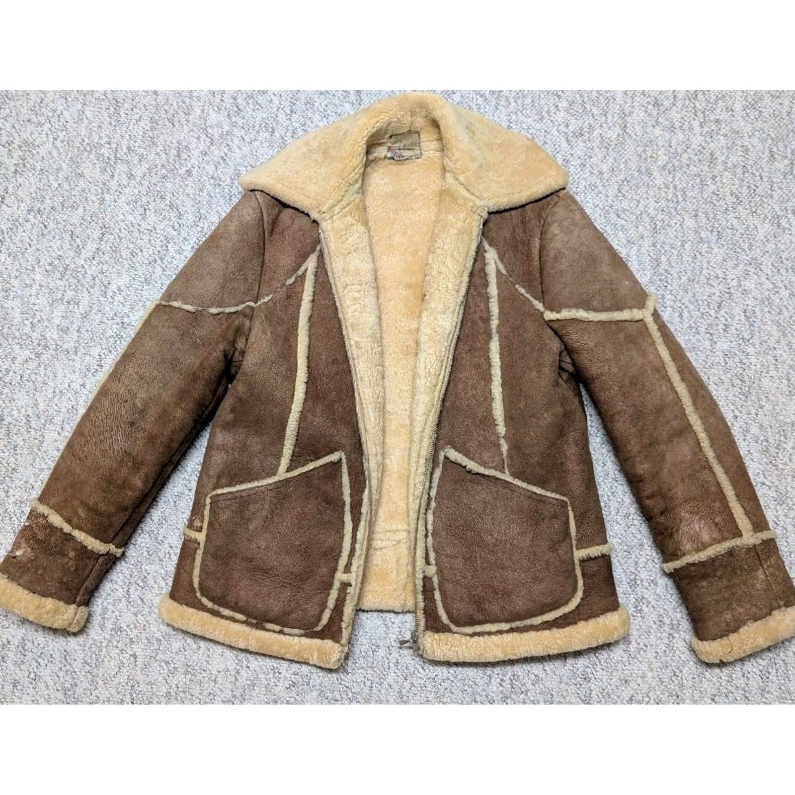 Vintage VINTAGE Filenes jacket Bomber Jacket Men M Brown Shearling/Sheepskin Leather 40 Rancher 40in chest Finland 1990s Mens Size US M / EU 48-50 / 2 - 3 Thumbnail