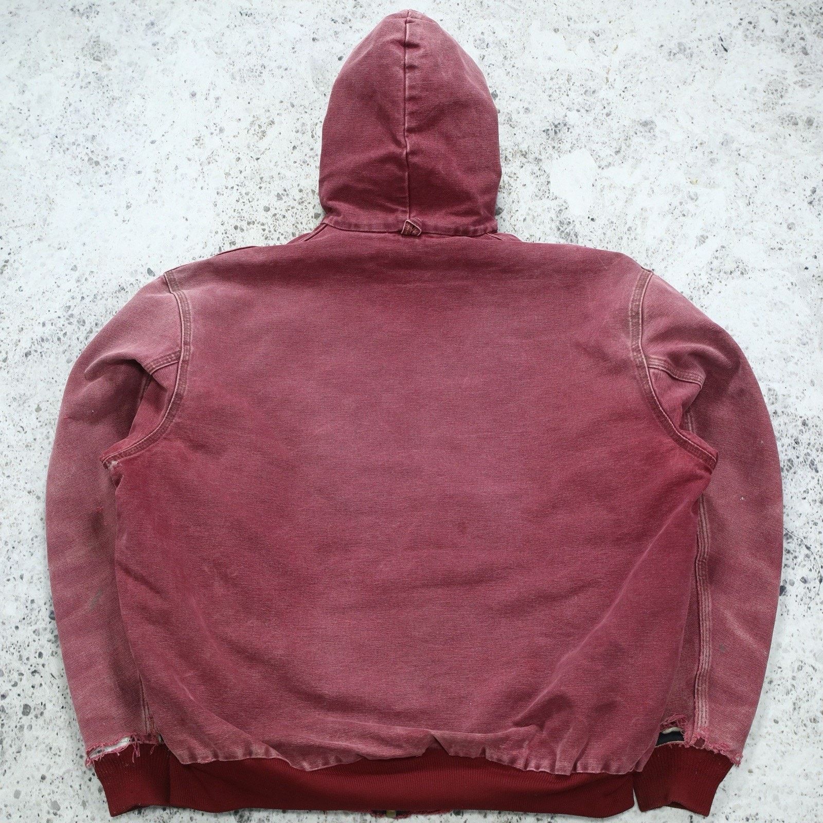 THRASHED Vintage Carhartt J68 CRI Crimson Faded Red Jacket