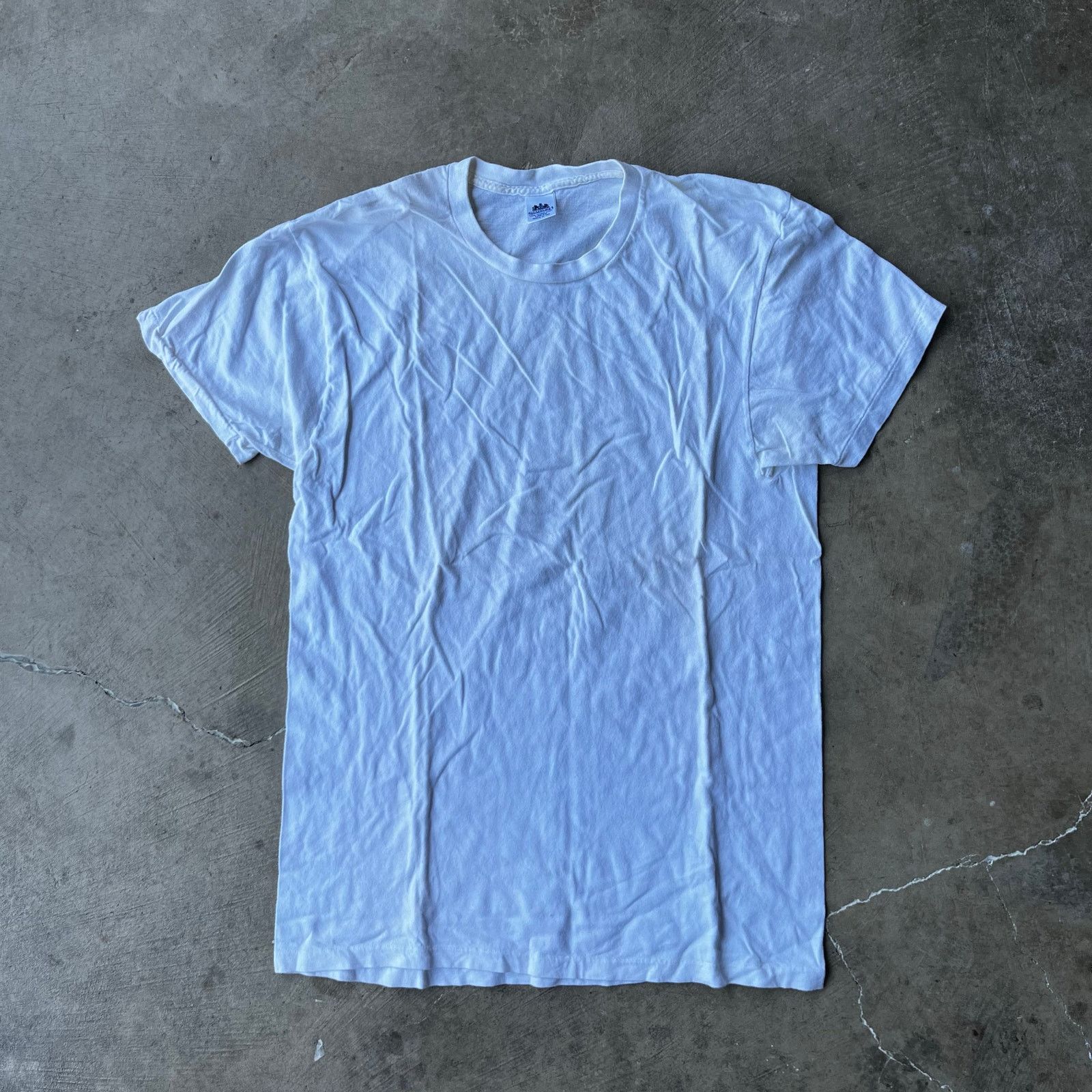 Vintage VINTAGE 80S STAFFORD BLANK WHITE T-SHIRT TEE SHORT SLEEVE Size US L / EU 52-54 / 3 - 1 Thumbnail