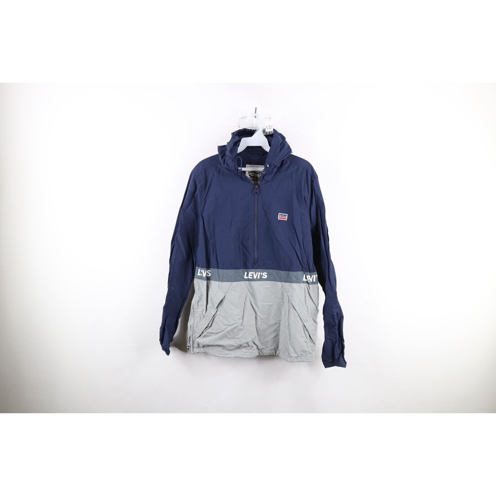 Levi's Levis Distressed Spell Out Color Block Hooded Anorak Jacket Size US S / EU 44-46 / 1 - 1 Thumbnail