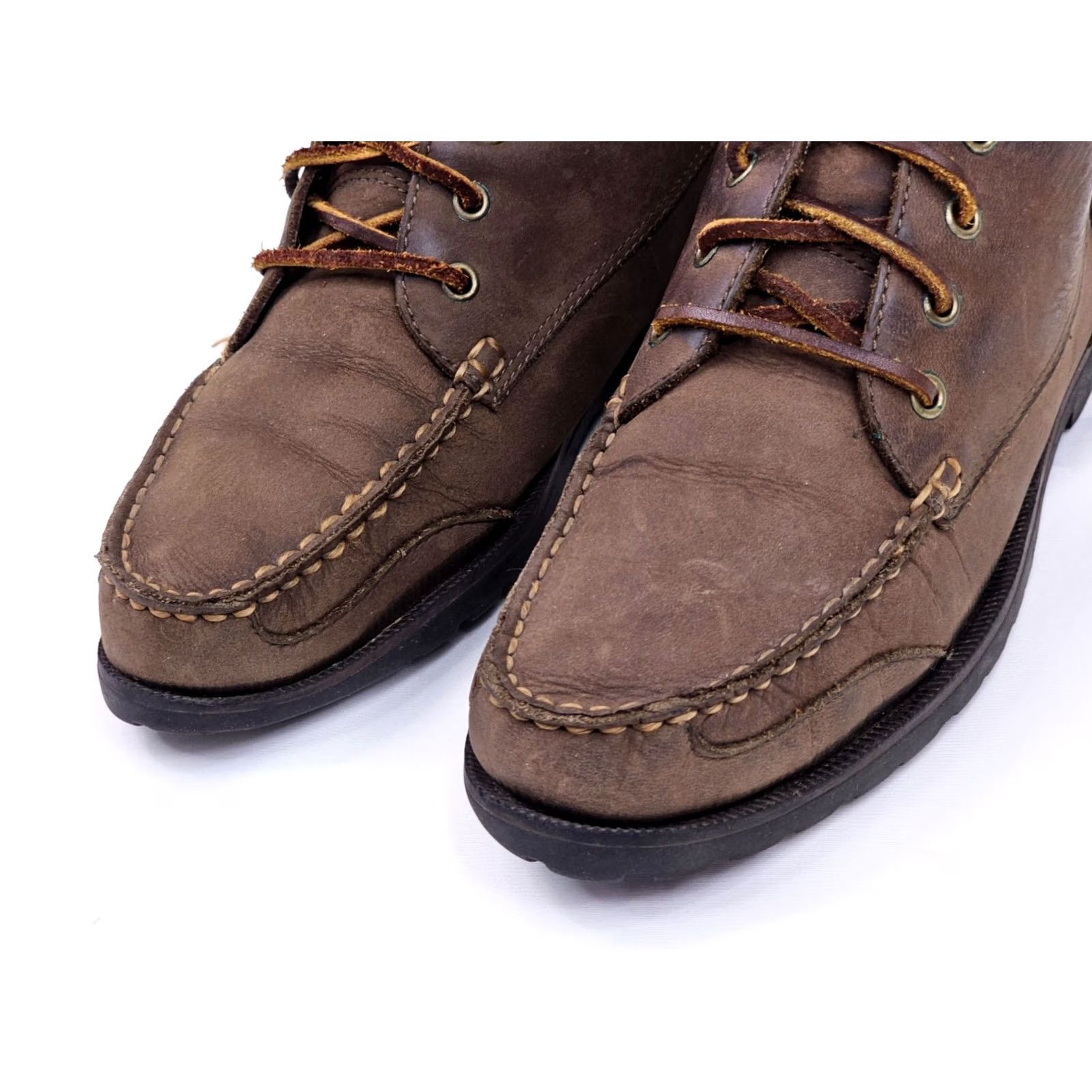 Vintage GH Bass Leather Chukka Ankle Boots Women 9.5 M Brown Lace Up Outdoor EUC Boots Women's Leather Hiker 90s Preppy Casual Footwear Size US 10 / IT 40 - 5 Thumbnail