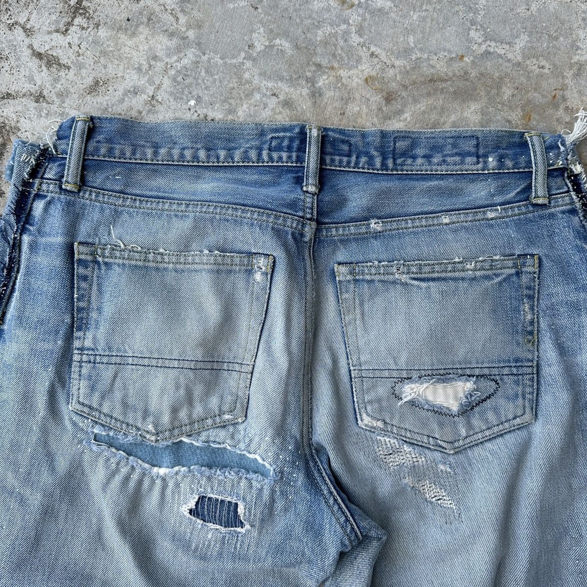 FDMTL Mercedes Benz Selvedge Crash Boro Denim Shorts jort capris Size US 36 / EU 52 - 11 Thumbnail