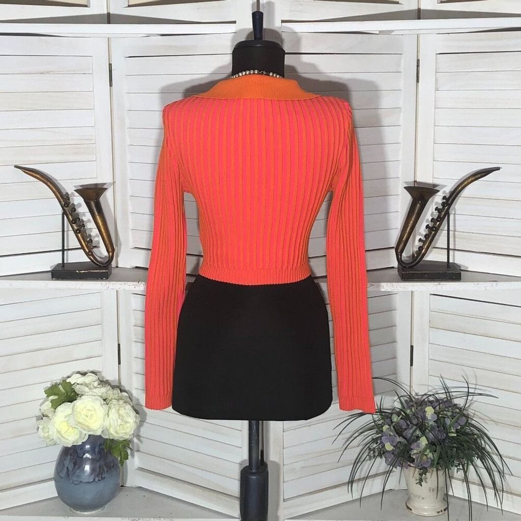 PrettyLittleThing PrettyLittle Thing pink orange knit cropped top stretchy S Size L / US 10 / IT 46 - 4 Thumbnail