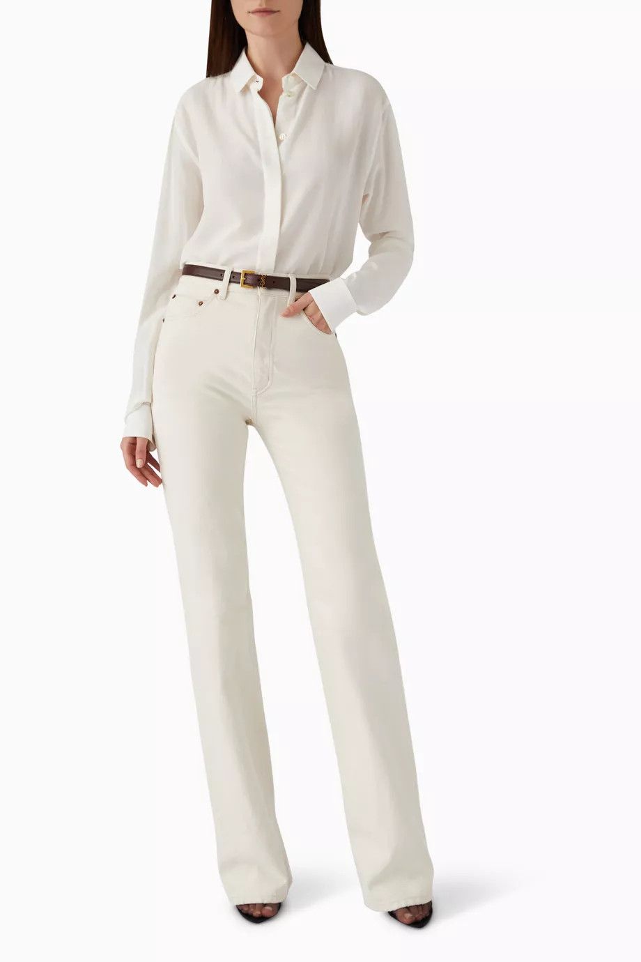 Saint Laurent Paris o1y0126 Denim Pant in Ivory Size 27" / US 4 / IT 40 - 2 Thumbnail