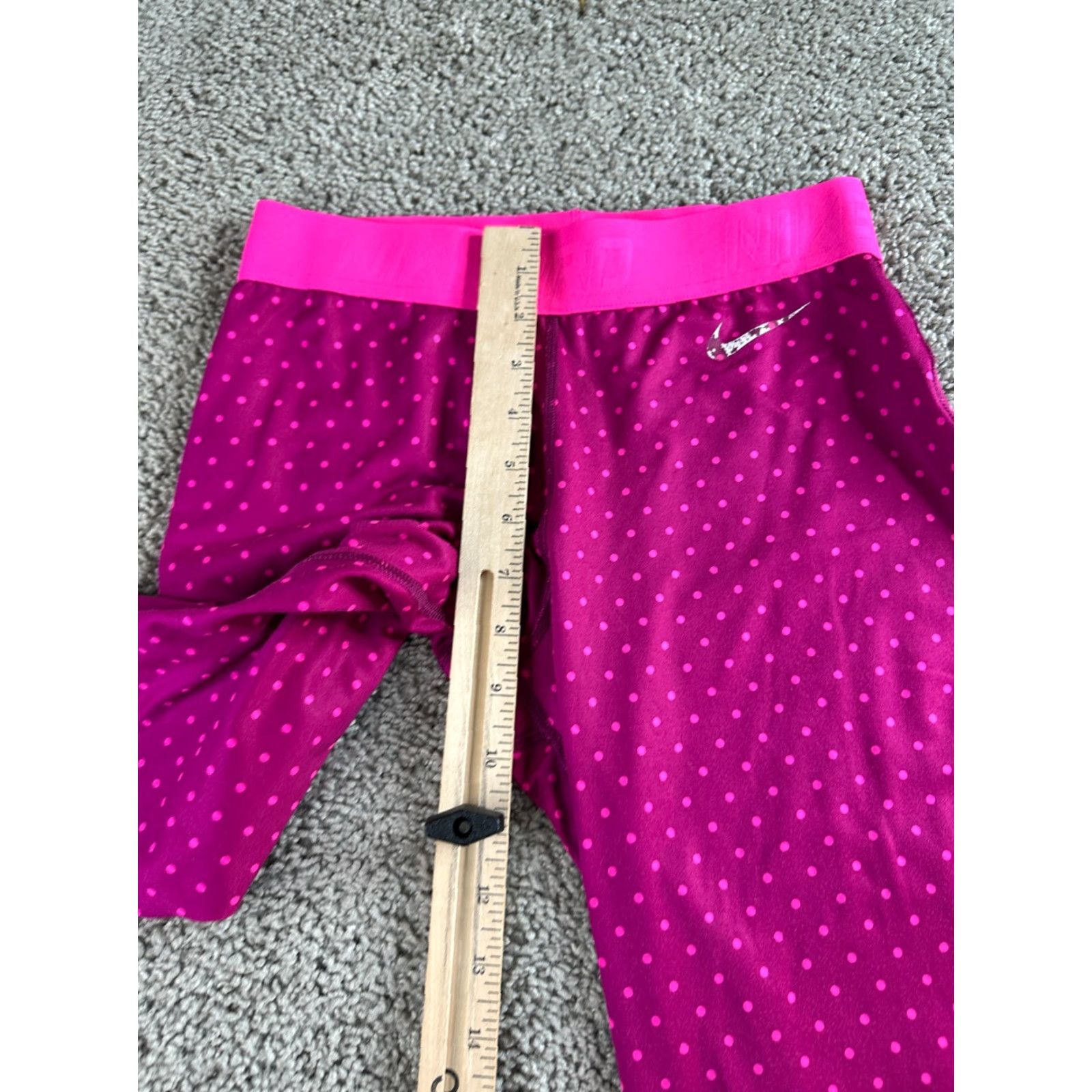 Nike Nike Pro Hyperwarm Leggings Womens S Raspberry Pink Polka Dot Yoga DriFIT Ladies Size 28" / US 6 / IT 42 - 6 Thumbnail