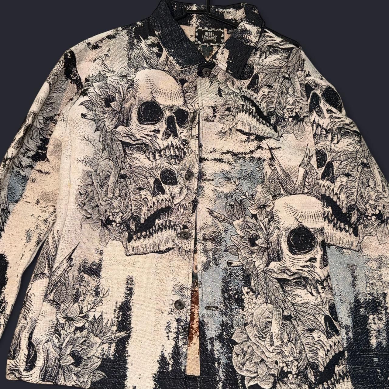 Other Rebel Vengeance black & white skull button up shirt Size M Size US M / EU 48-50 / 2 - 1 Thumbnail