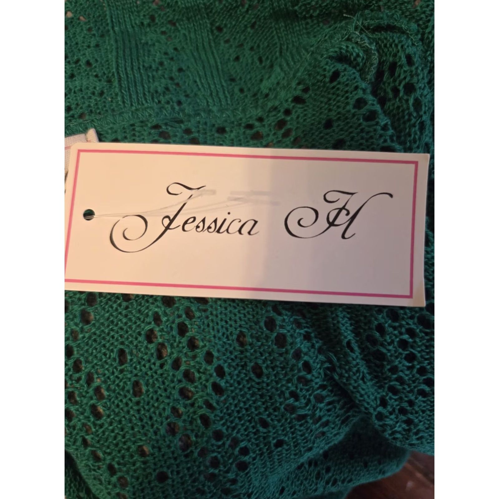 Vintage Jessica H Cardigan Top Womens M Green Open Front Cropped Sweater Short Sleeve NWT VINTAGE? Size M / US 6-8 / IT 42-44 - 6 Thumbnail